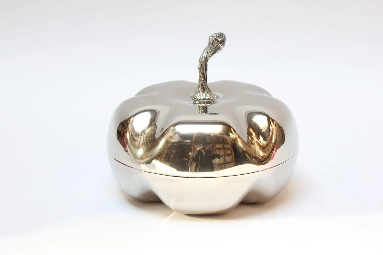 Italian Modernist Silver-Plated "Squash" Lidded Serving/Candy Dish - 13