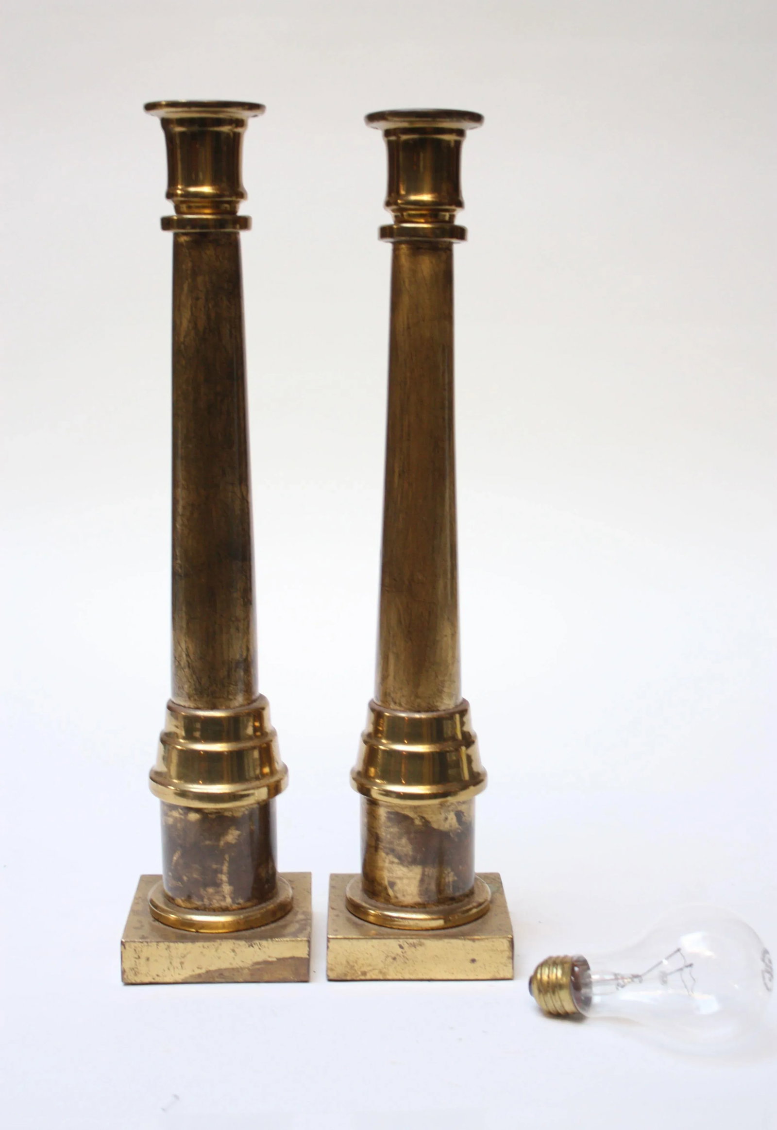 Enrique Garcel Lacquer, Resin and Brass Candlesticks - A Pair - 2