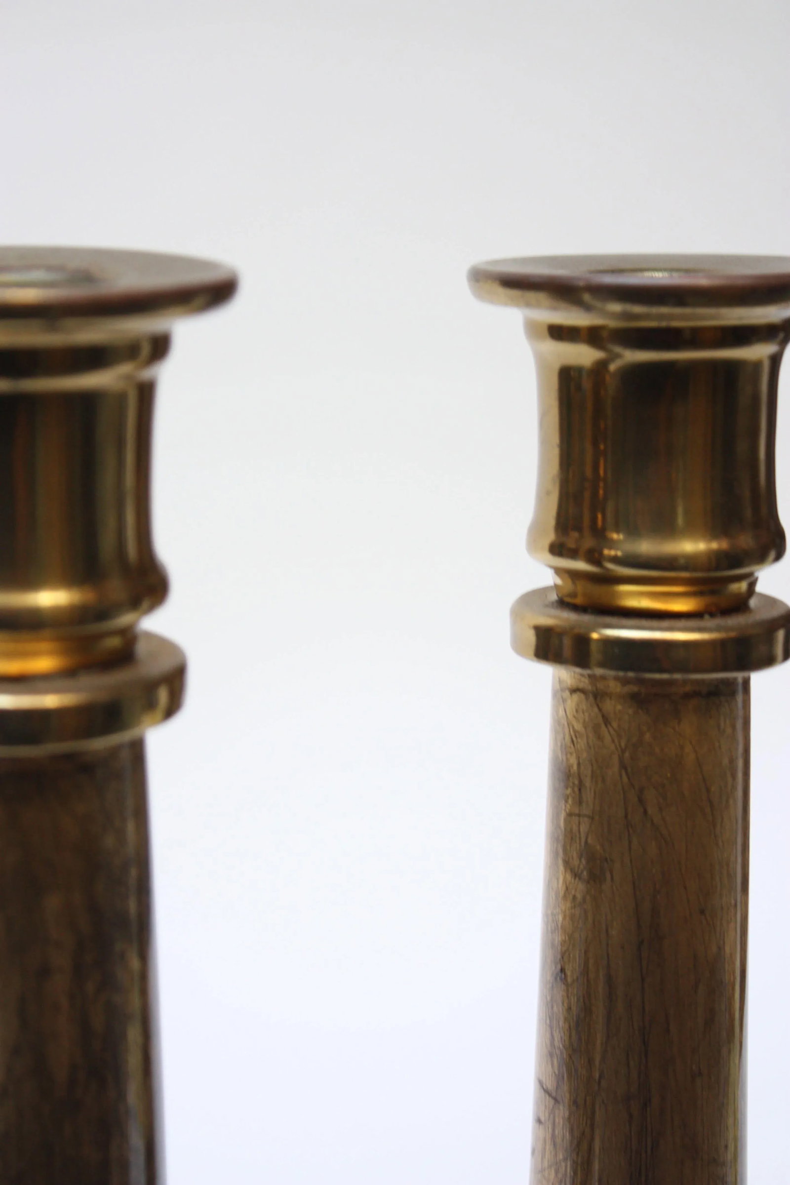 Enrique Garcel Lacquer, Resin and Brass Candlesticks - A Pair - 6