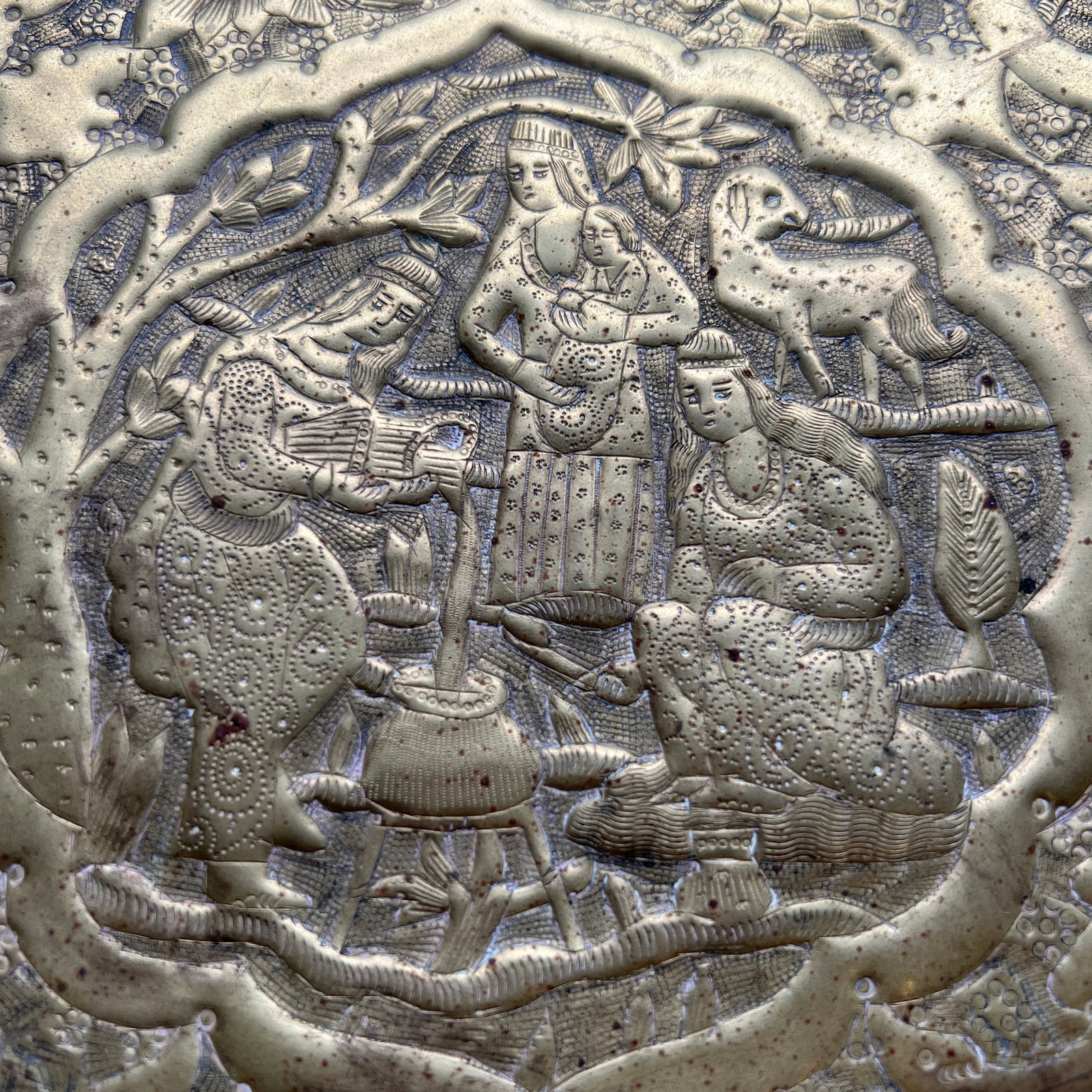 1970s Pastoral Scenes Brass Tray - 3