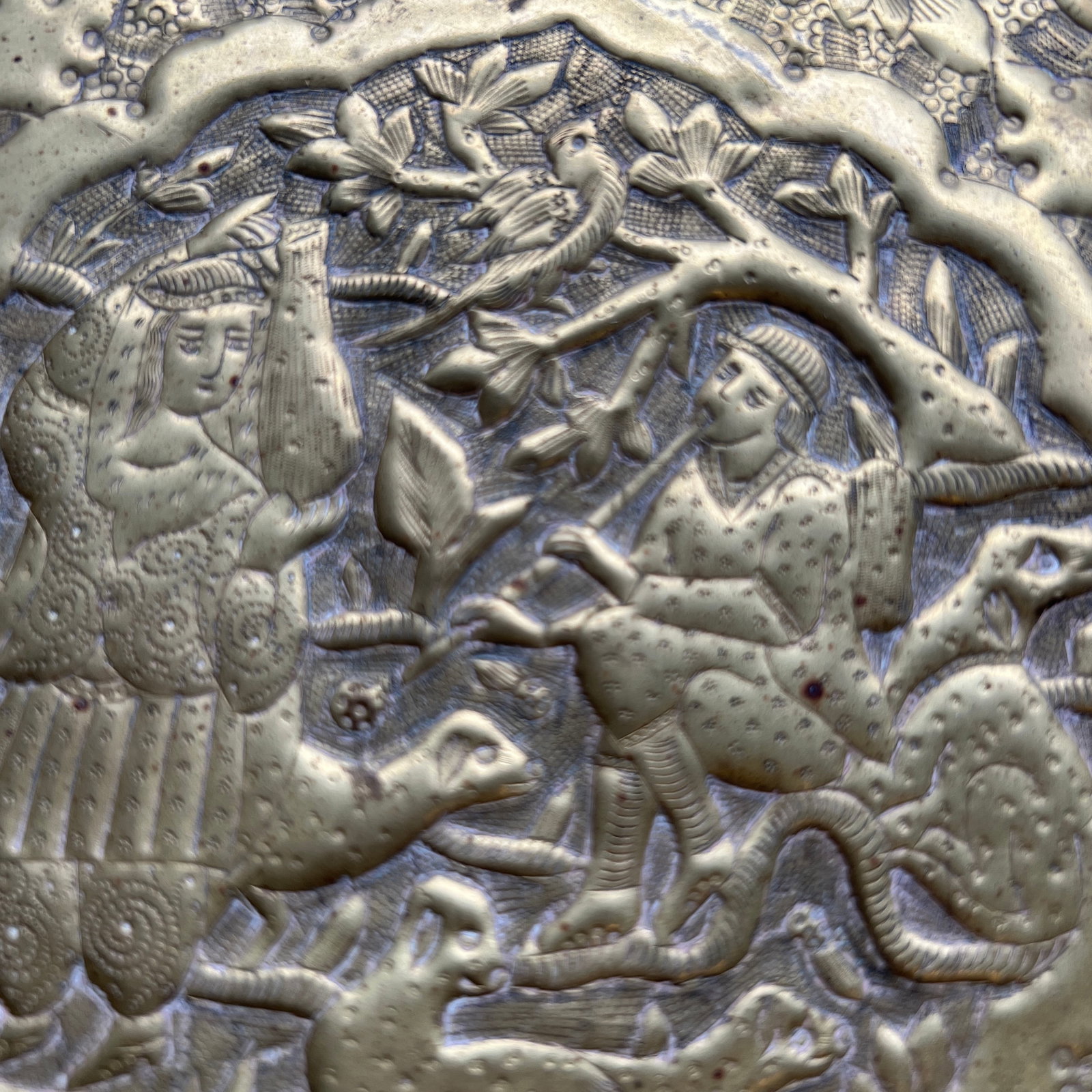 1970s Pastoral Scenes Brass Tray - 5