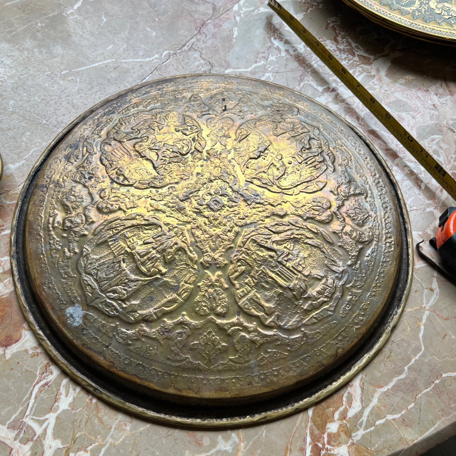 1970s Pastoral Scenes Brass Tray - 7