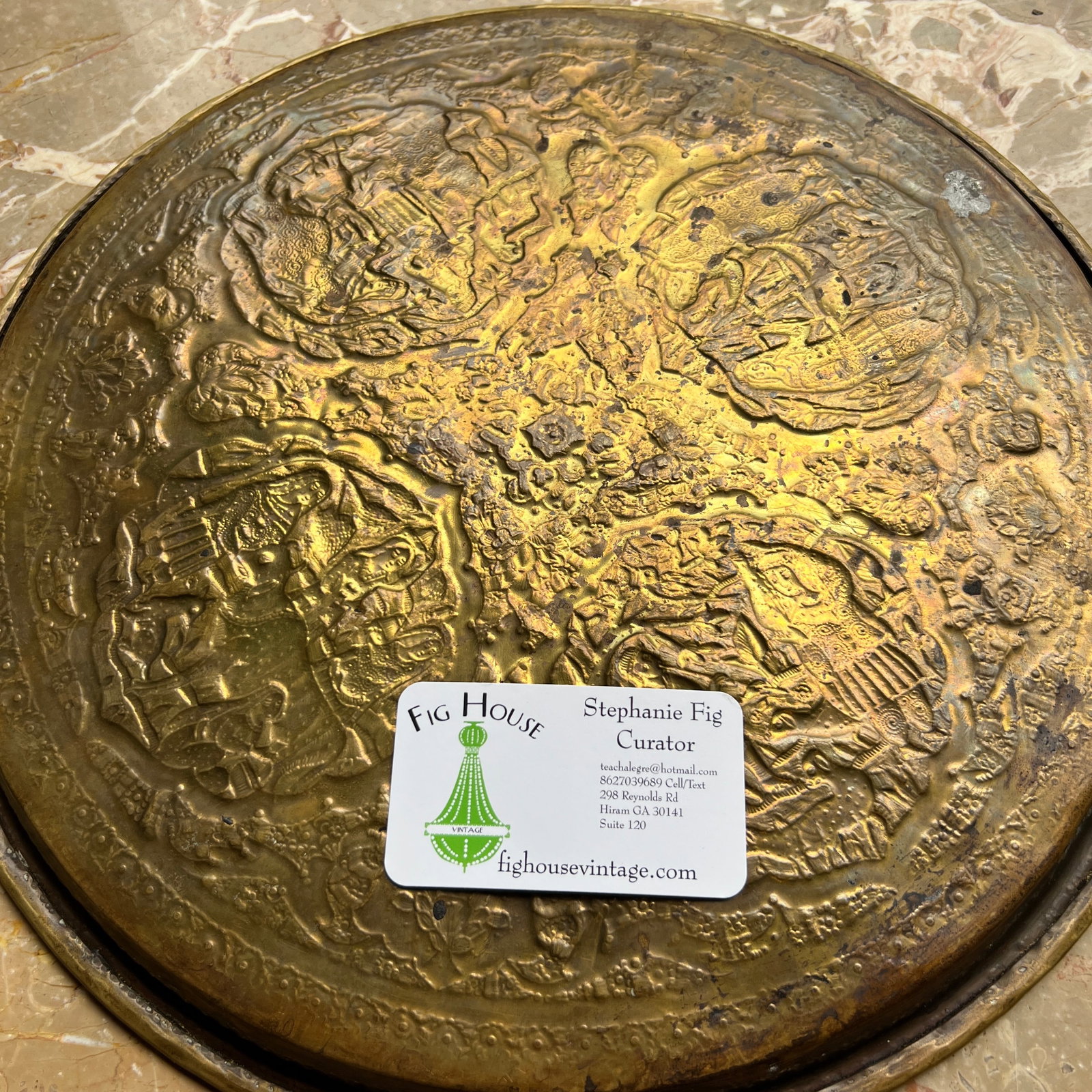 1970s Pastoral Scenes Brass Tray - 8
