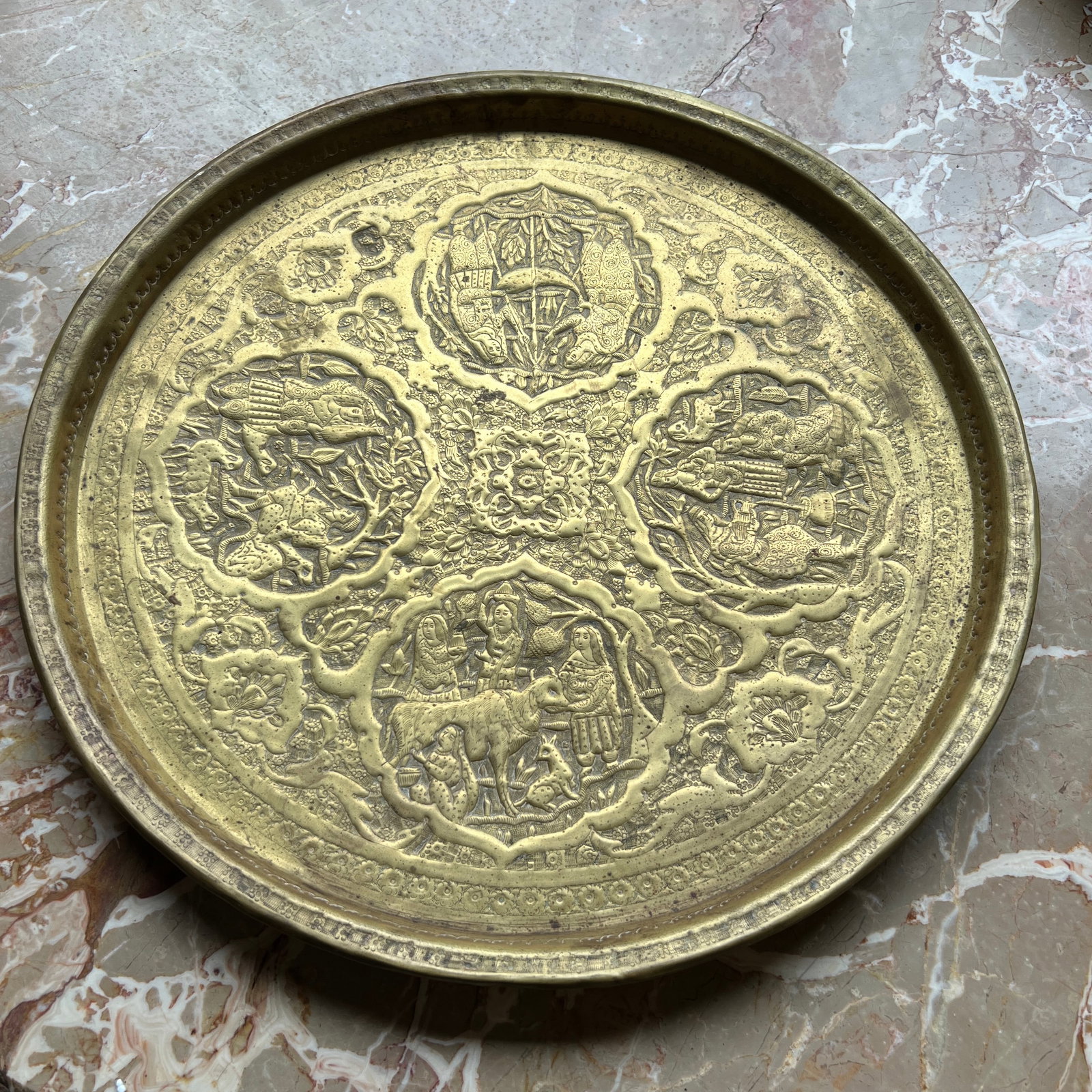 1970s Pastoral Scenes Brass Tray - 9