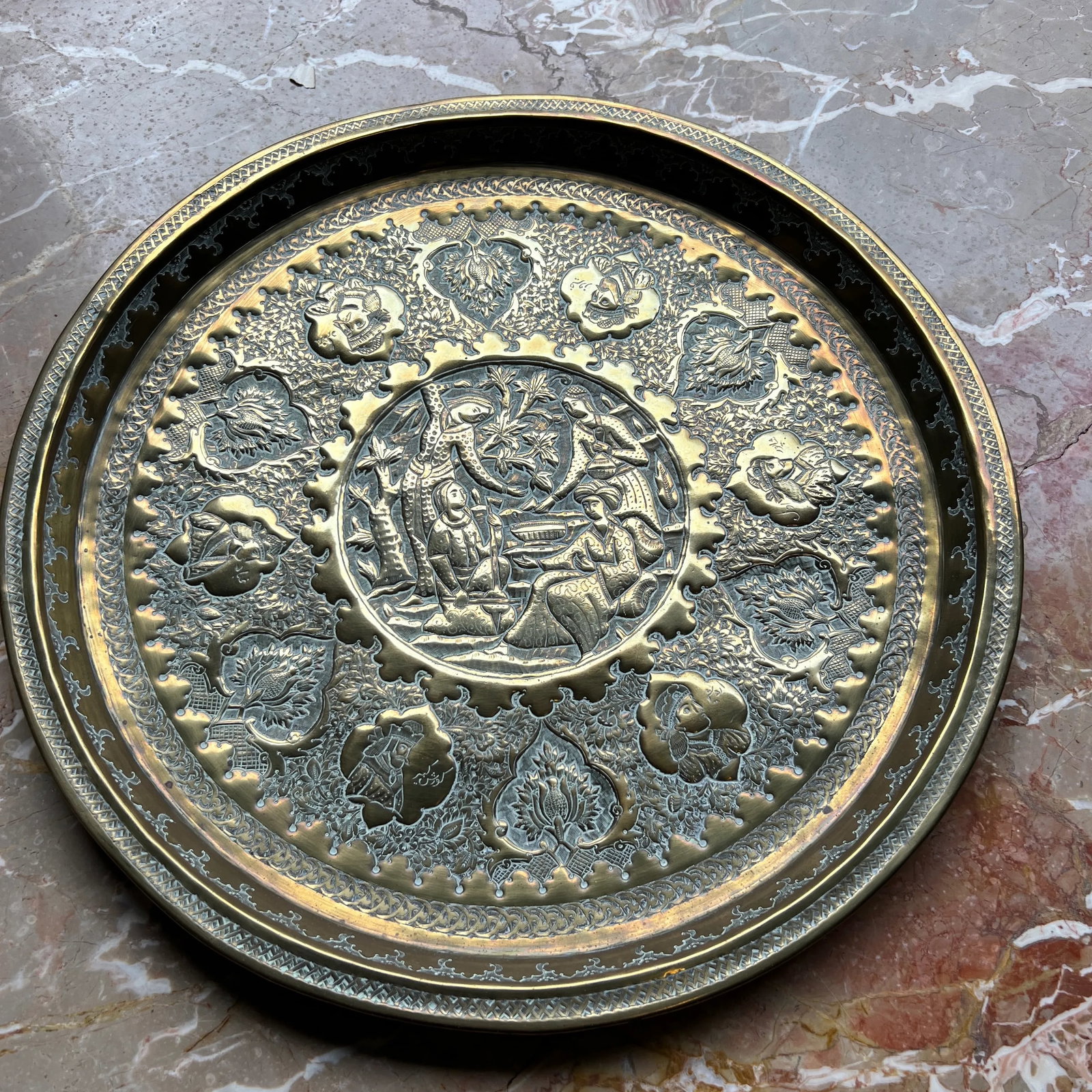 Antique Brass Dragons Tray - 2
