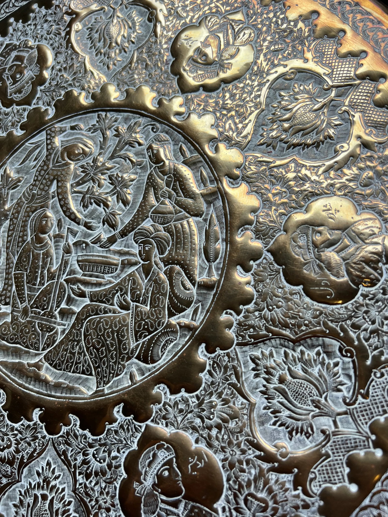 Antique Brass Dragons Tray - 6