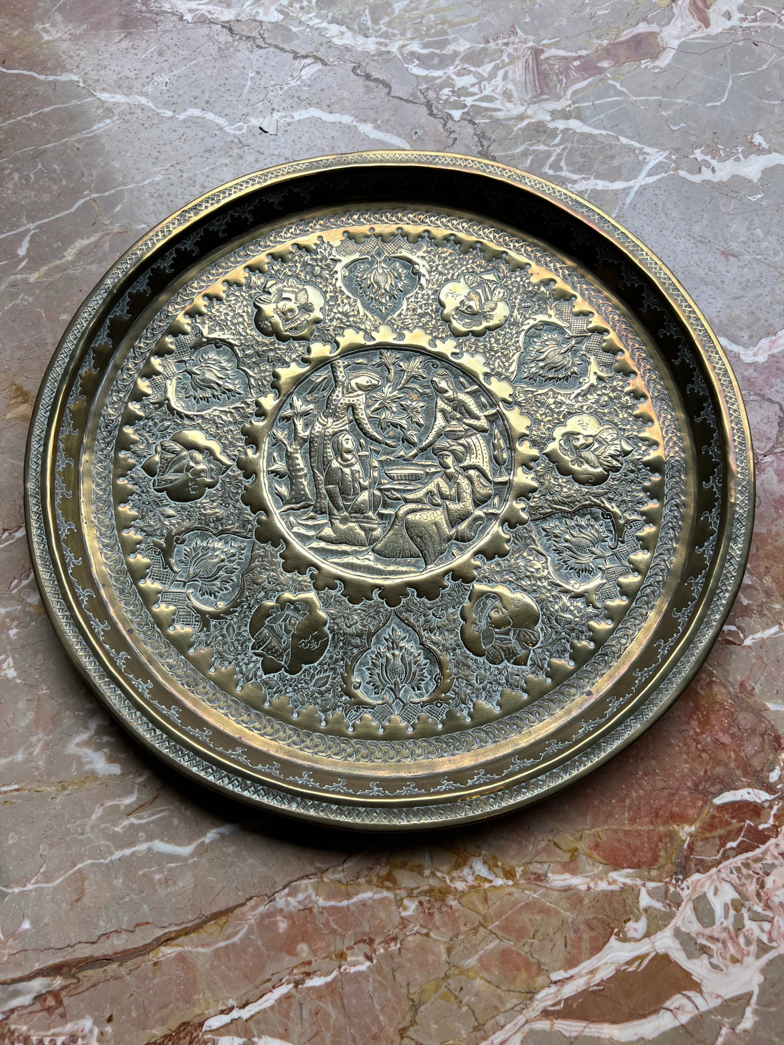 Antique Brass Dragons Tray - 9