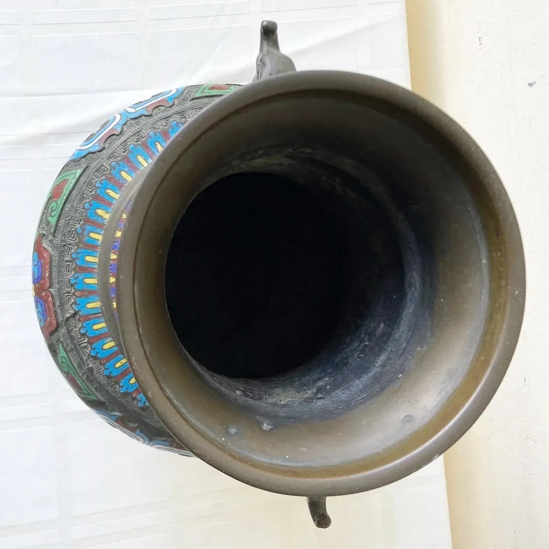 Early 20th Century Japanese Champleve Brass Vase - 4