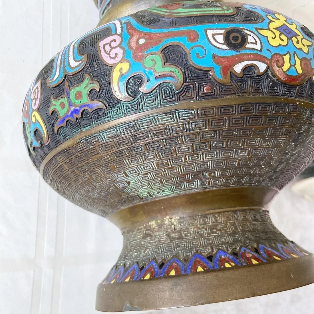 Early 20th Century Japanese Champleve Brass Vase - 7