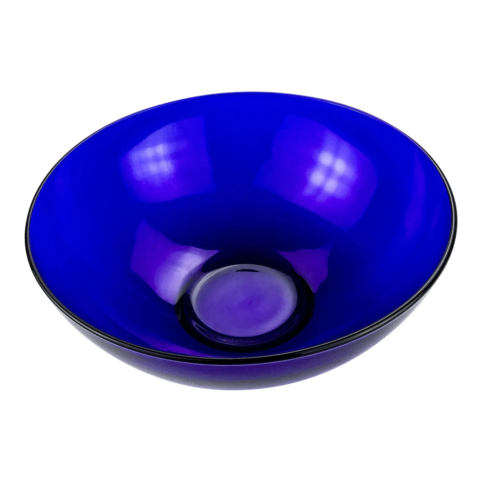 Vintage Cobalt Blue Large Glass Bowl: Gorgeous deep blue with purple undertones and a large size makes this bowl a perfect gift for lovers of Cobalt Blue Glass art. This bowl is in really great condition! Most items from this era are