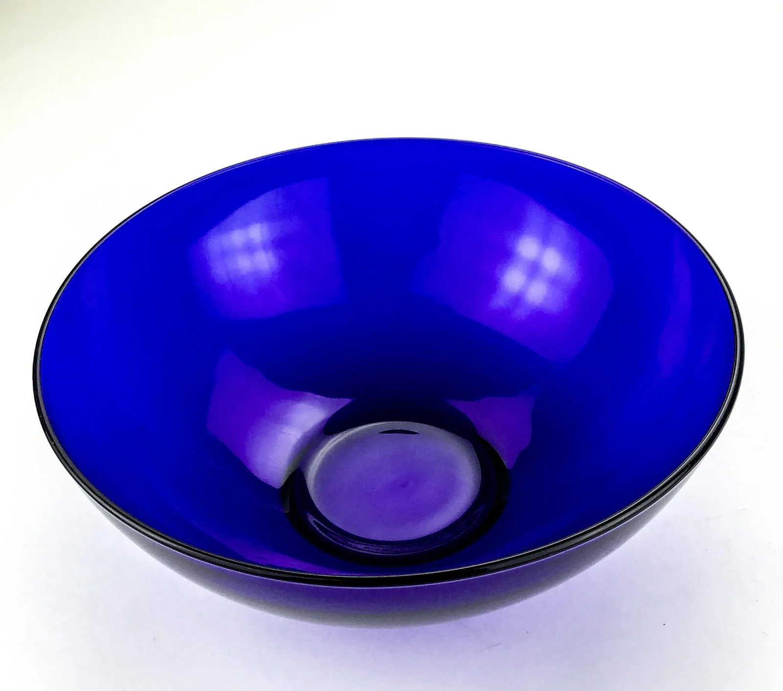 Vintage Cobalt Blue Large Glass Bowl - 8