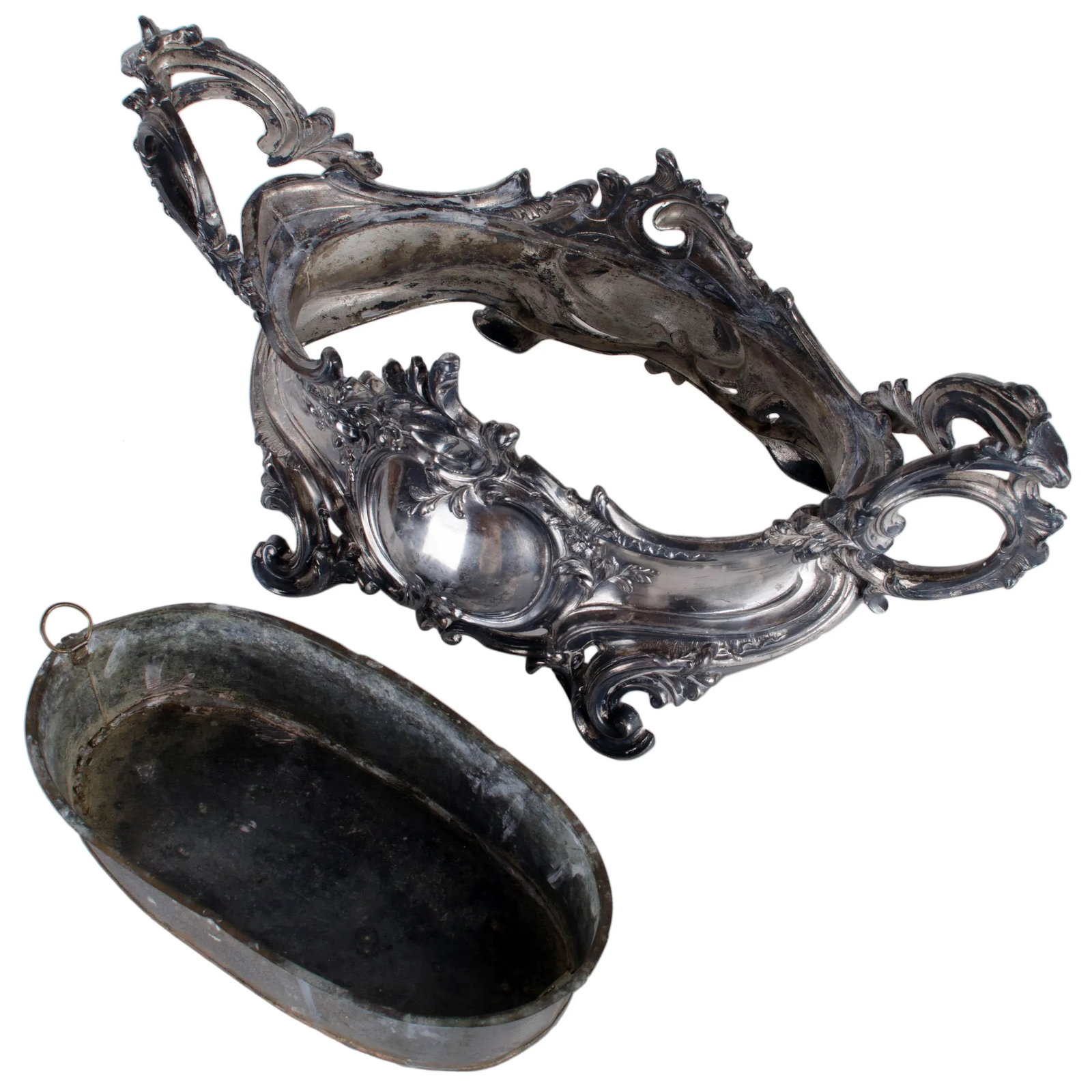 Antique French Louis XV Style Silver-plate Jardiniere - 5
