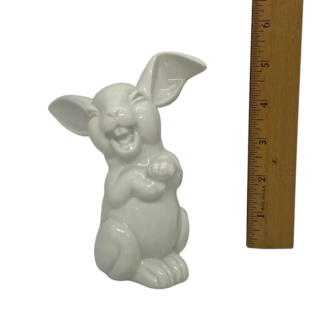 Mid 20th Century Rosenthal White Porcelain Laughing Rabbit Sculpture Figurine - 11