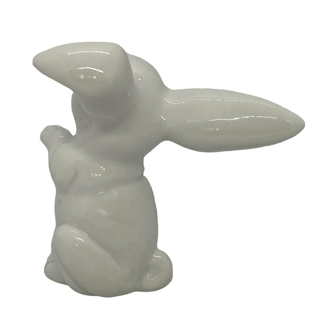 Mid 20th Century Rosenthal White Porcelain Laughing Rabbit Sculpture Figurine - 4