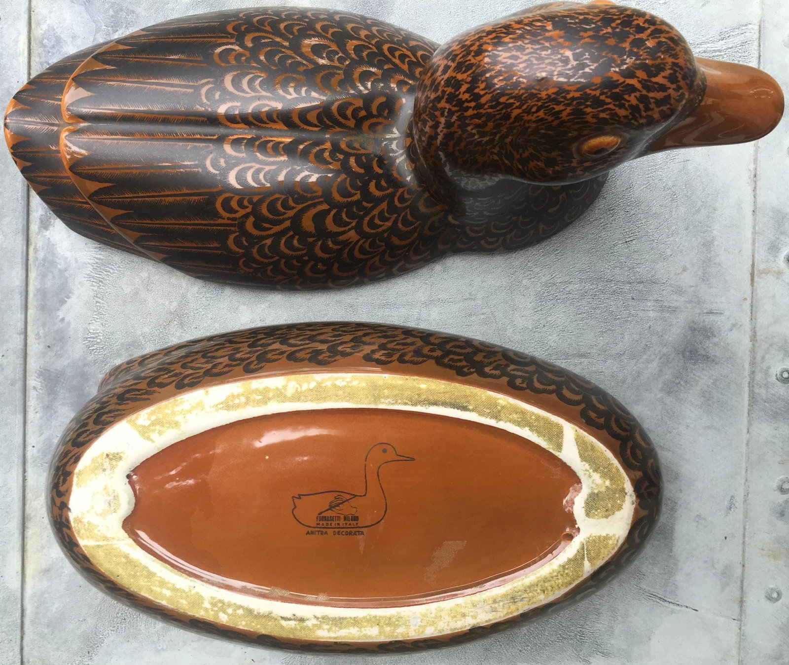 Piero Fornasetti for Fornasetti Milano Hand Painted Ceramic Duck Tureen - 6