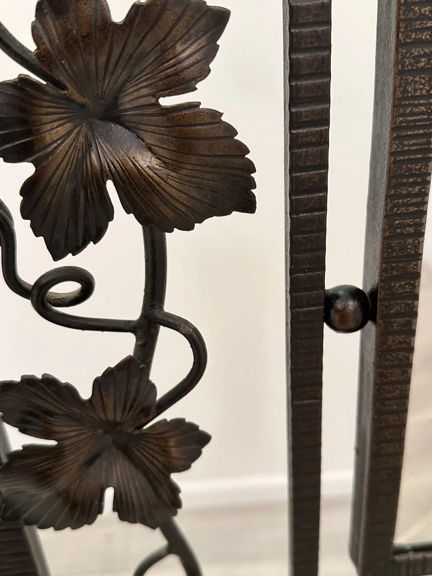 Vintage French Art Deco Iron Hall Hat & Coat Rack With Mirror - 4