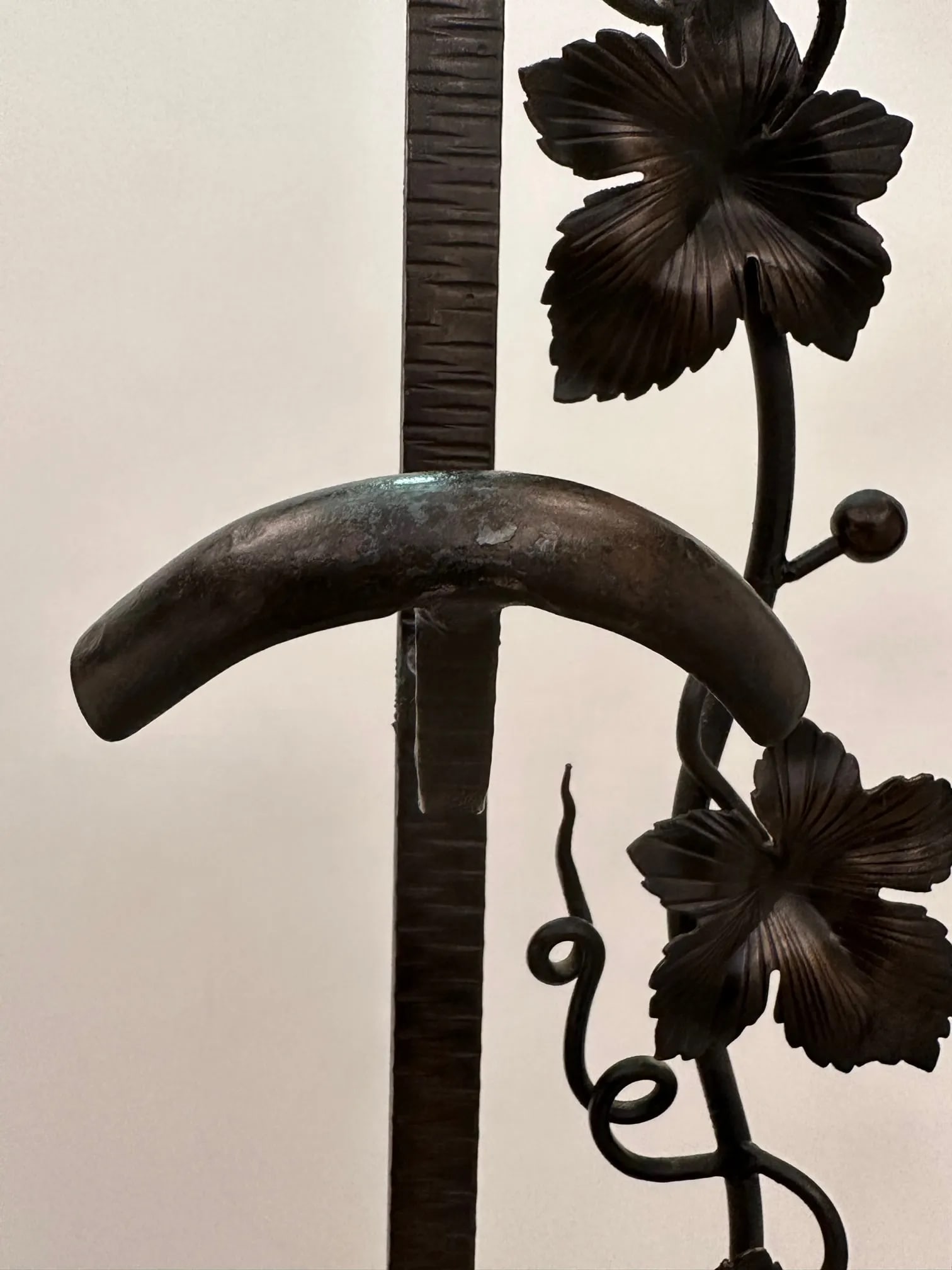 Vintage French Art Deco Iron Hall Hat & Coat Rack With Mirror - 9