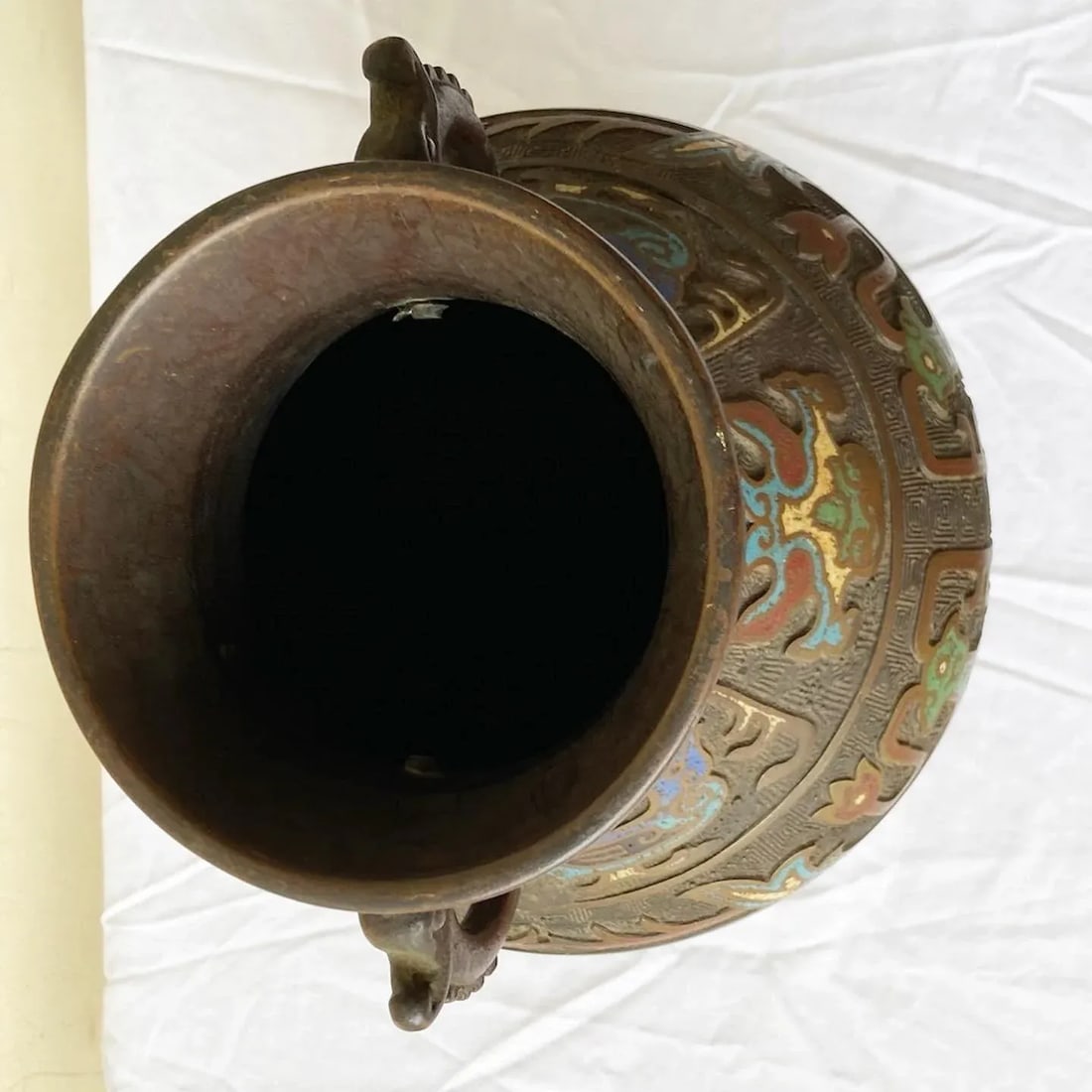 Early 20th Century Japanese Brass Champleve Vase - 4