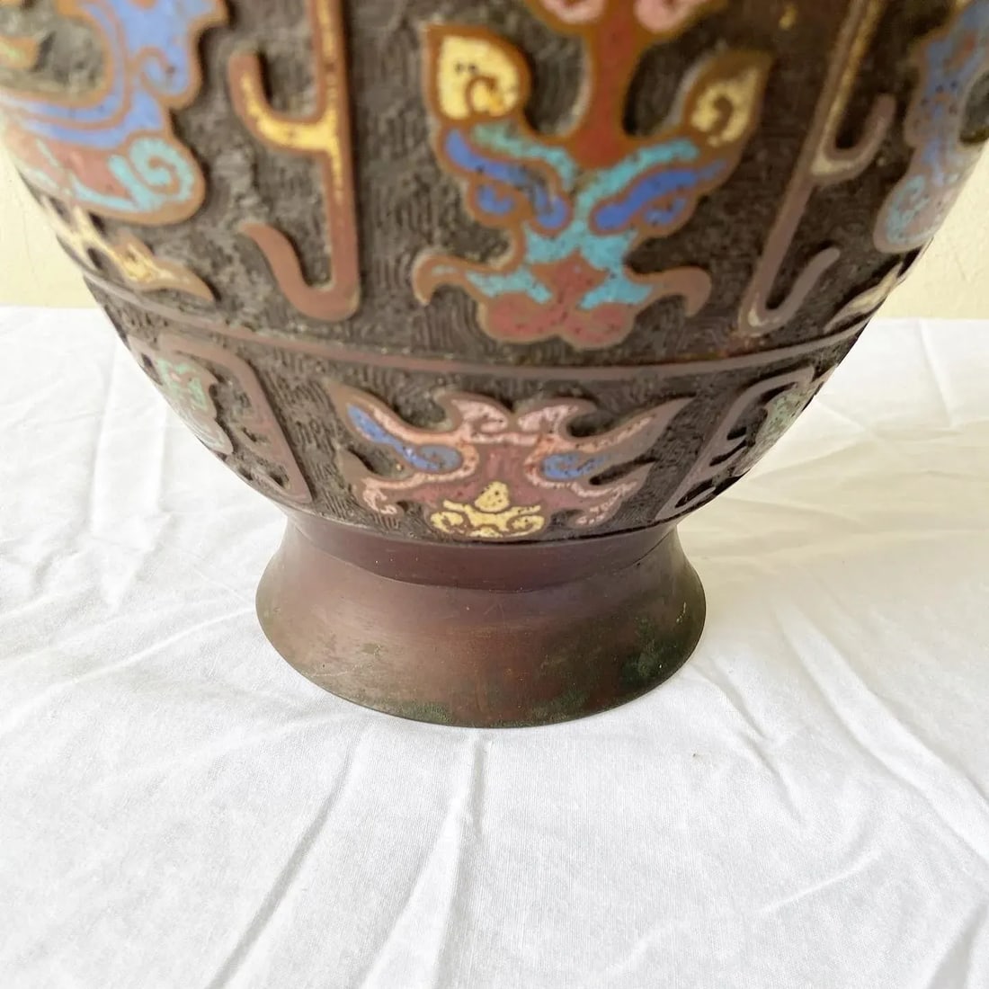 Early 20th Century Japanese Brass Champleve Vase - 6