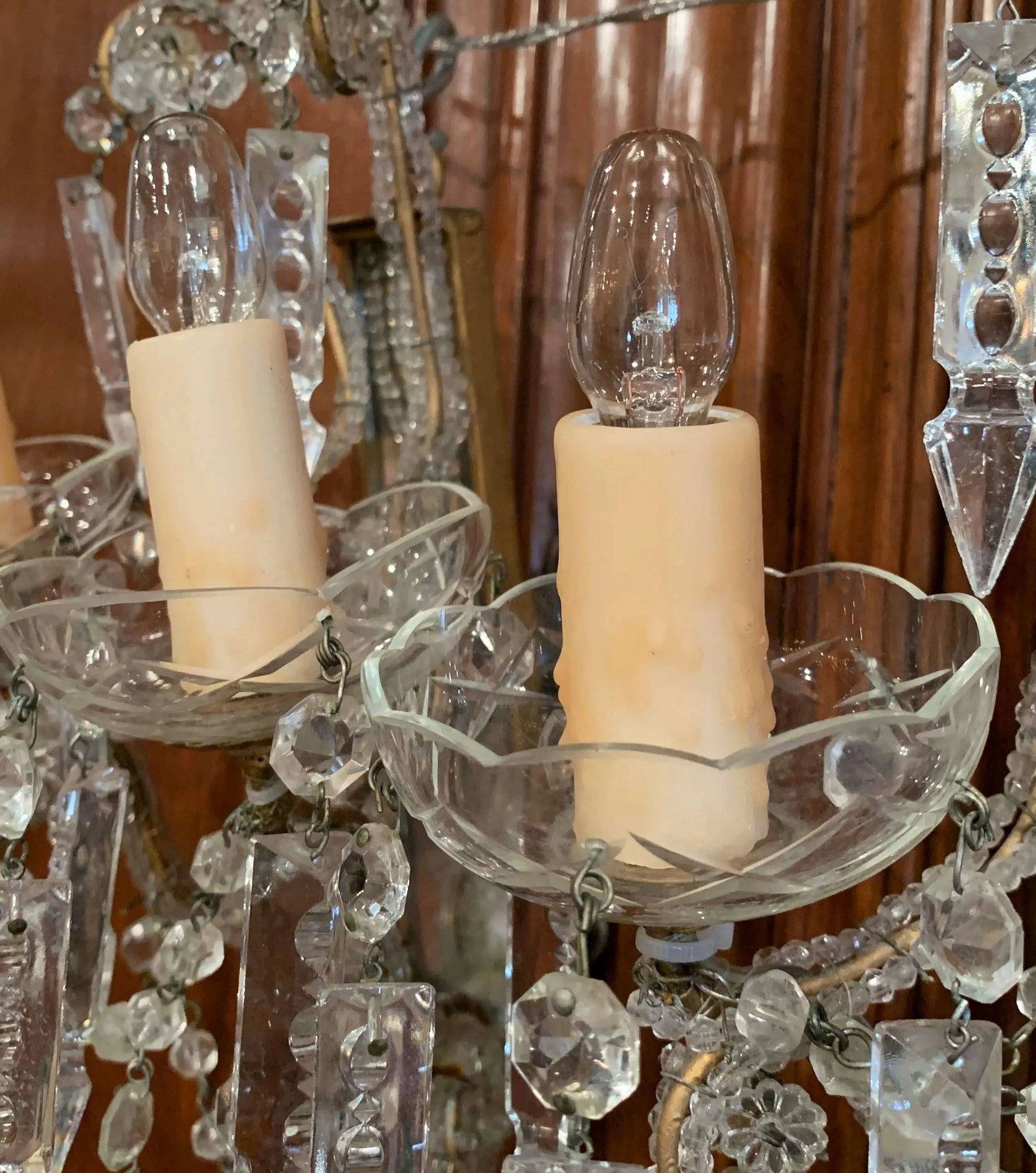 Early 20th Century Italian Crystal and Cut Glass Two-Light Wall Sconces - a Pair - 7