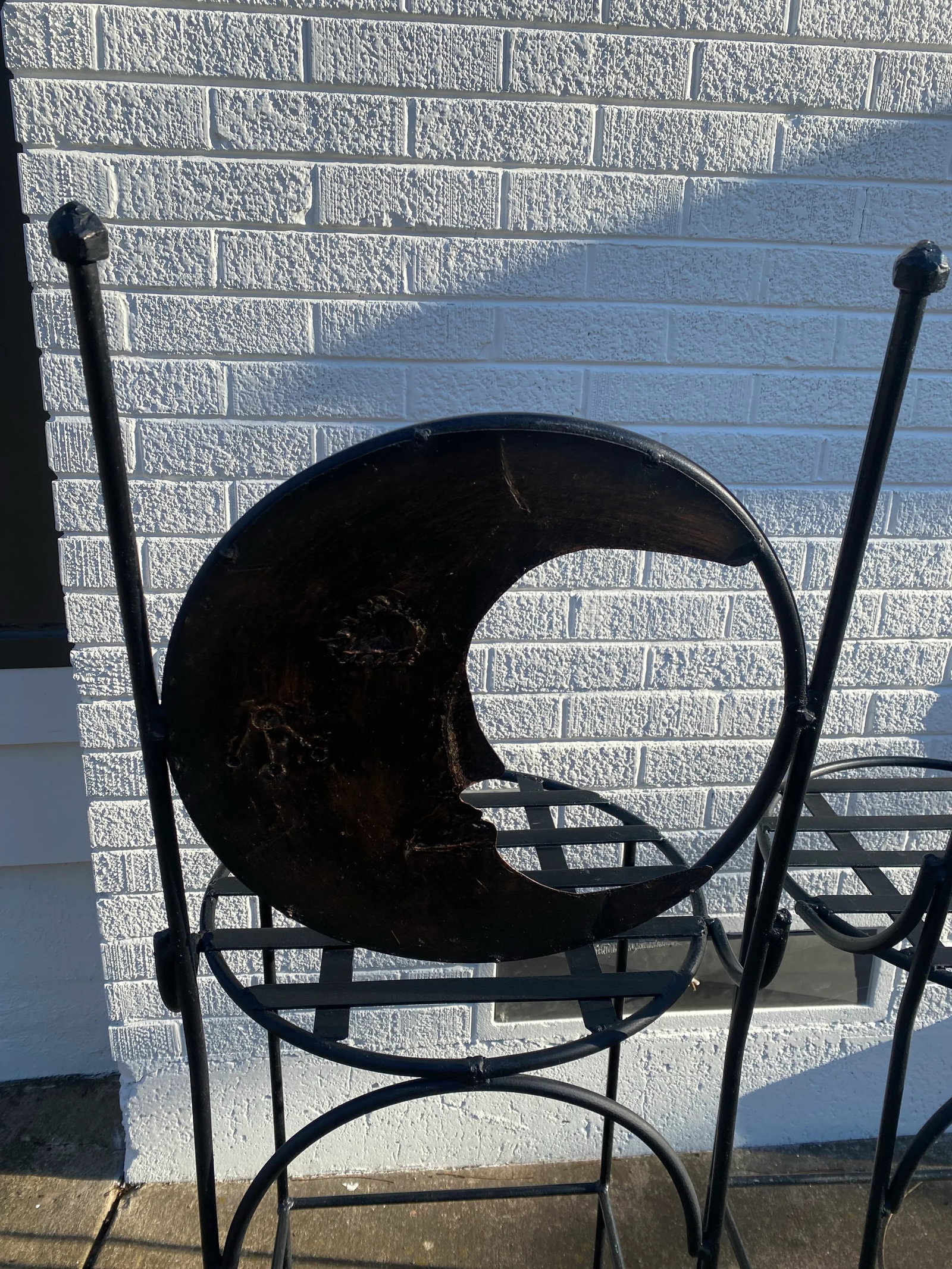 1990s Art Deco Mexican Wrought Iron Celestial Moon and Sun Table & 2 Barstools - 9