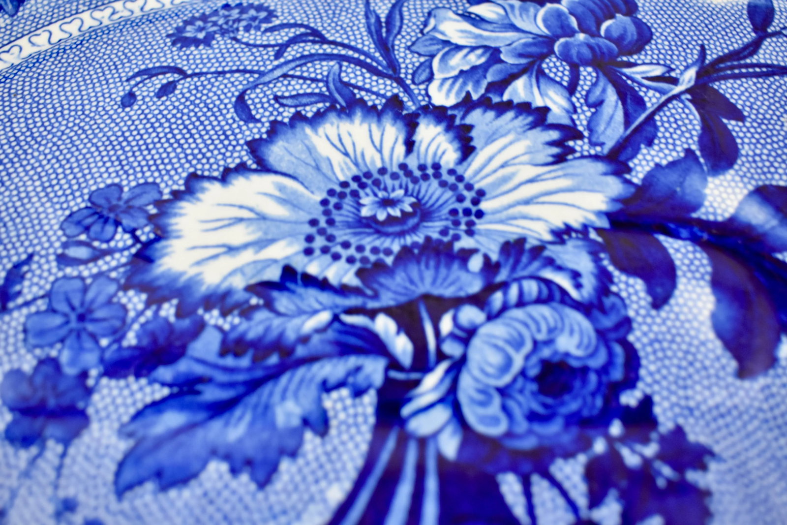 Early Clews Staffordshire Blue Transferware Well & Tree 'Coronation' Large Meat Platter - 9