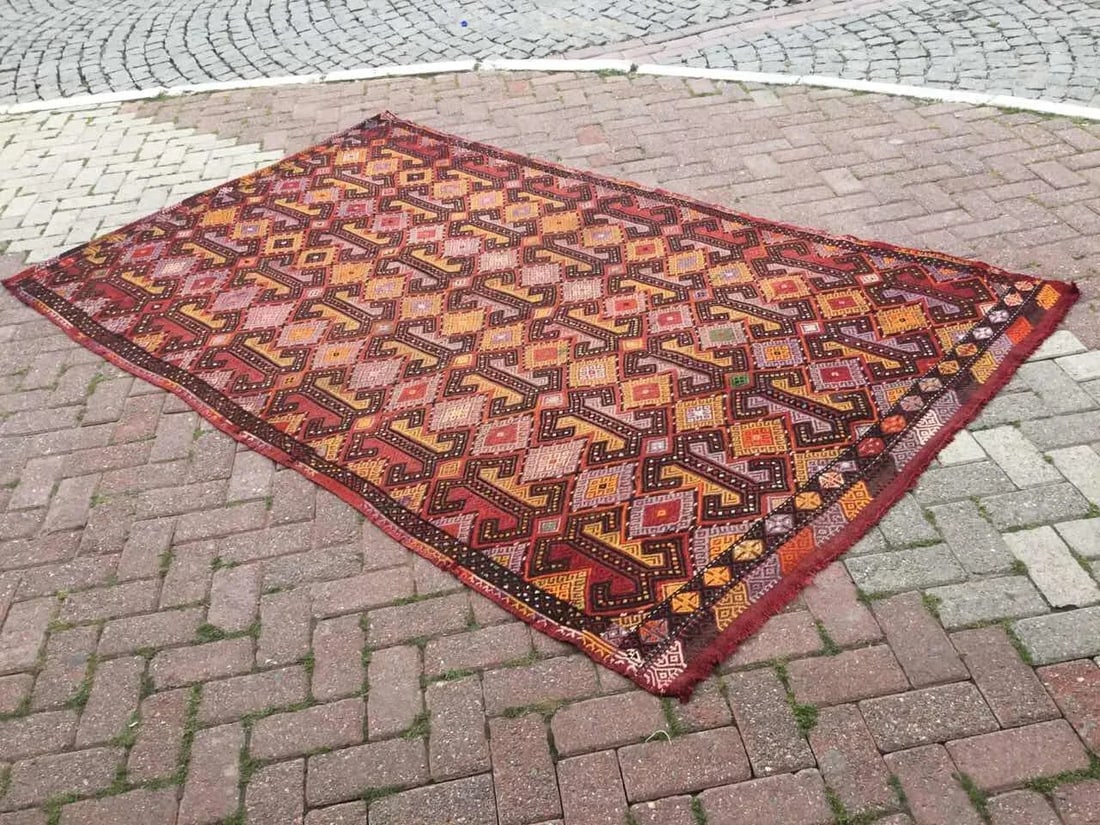 Vintage Turkish Kilim Rug - 108" X 64" - 2