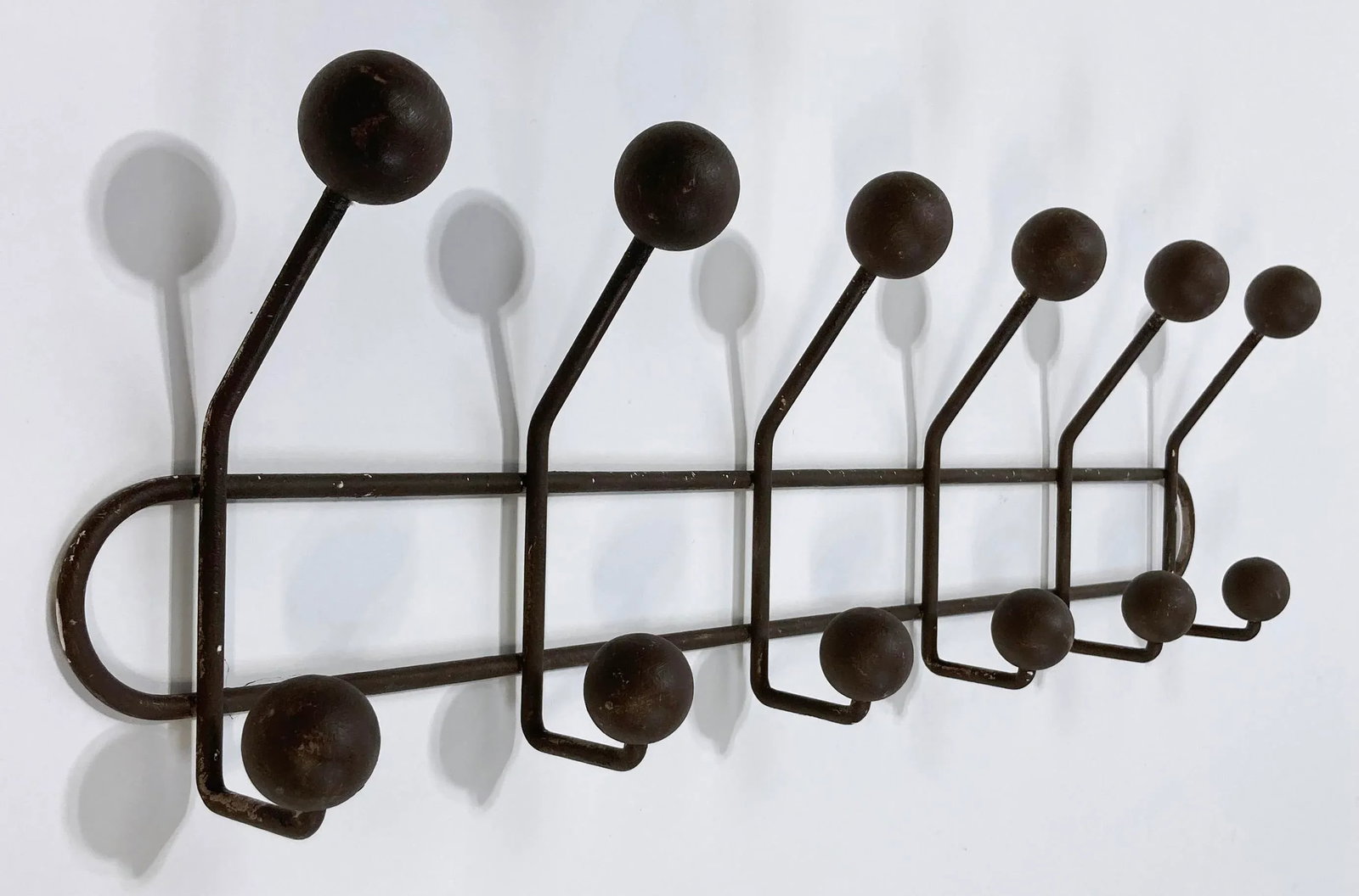 Vintage Iron and Wood Ball Wall Hook - 3