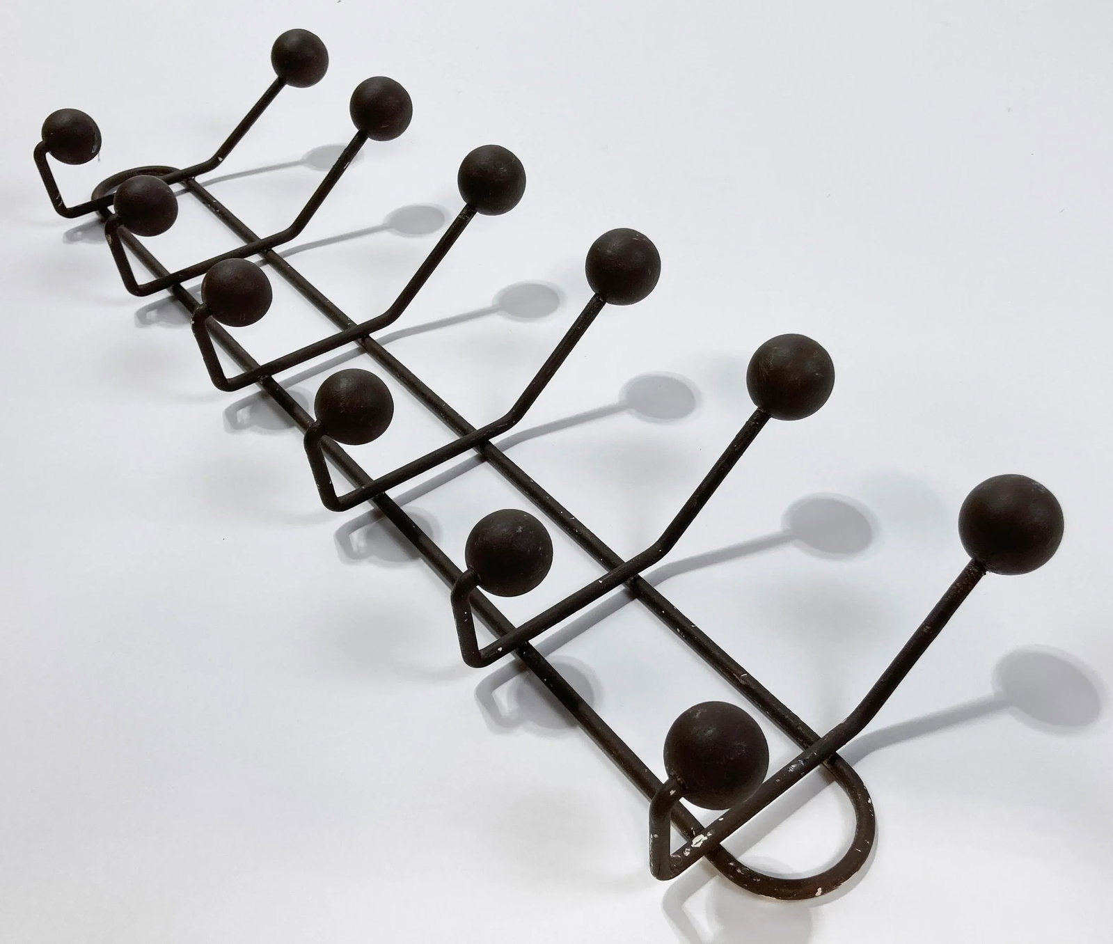 Vintage Iron and Wood Ball Wall Hook - 5