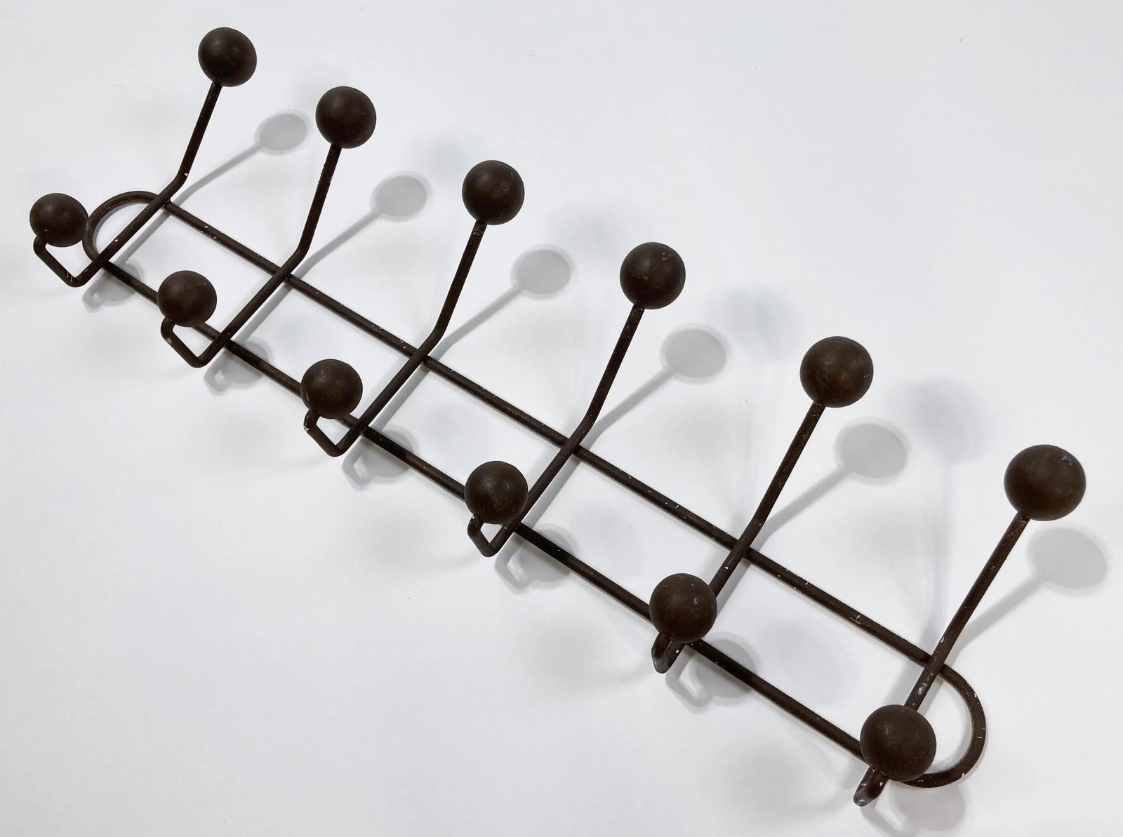 Vintage Iron and Wood Ball Wall Hook - 6