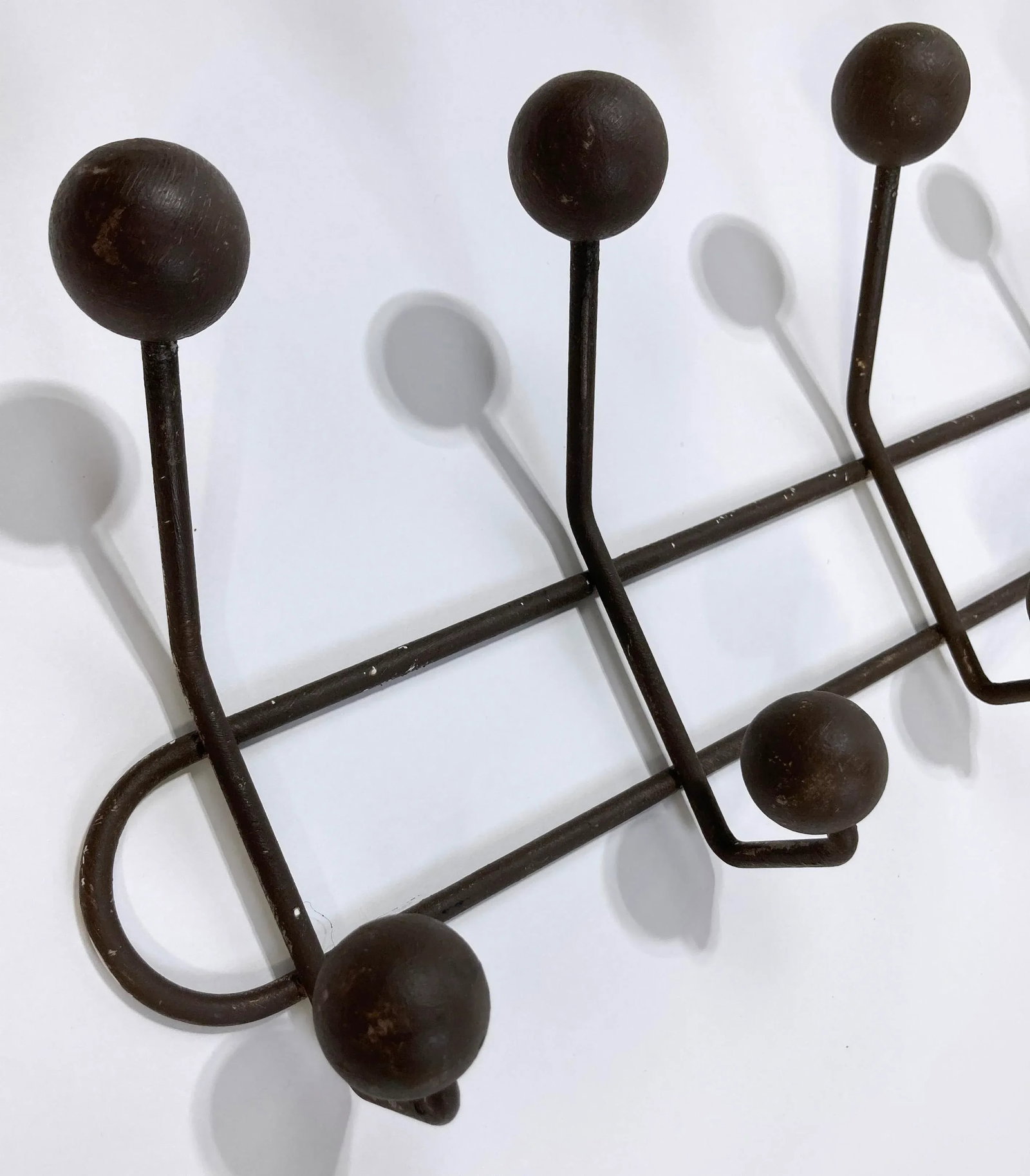 Vintage Iron and Wood Ball Wall Hook - 7