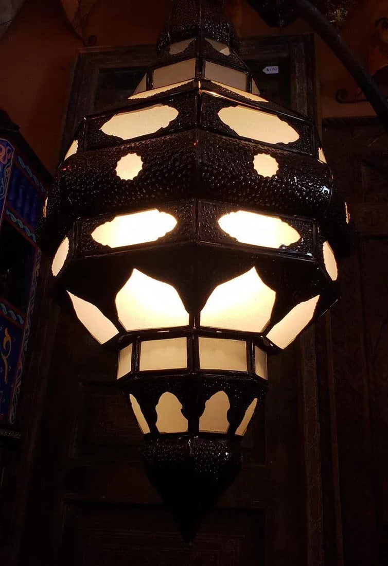 Moroccan El Makki Style Frosted White Glass Lantern - 3