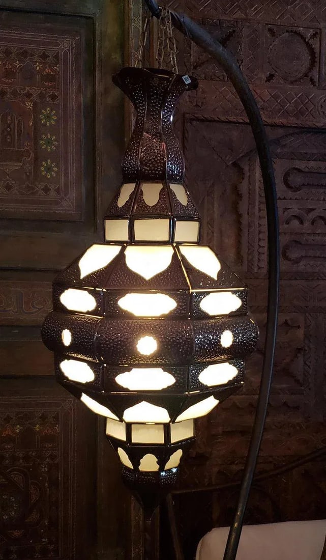 Moroccan El Makki Style Frosted White Glass Lantern - 4