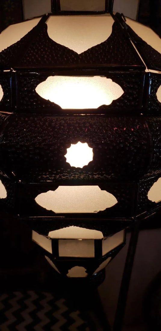 Moroccan El Makki Style Frosted White Glass Lantern - 5