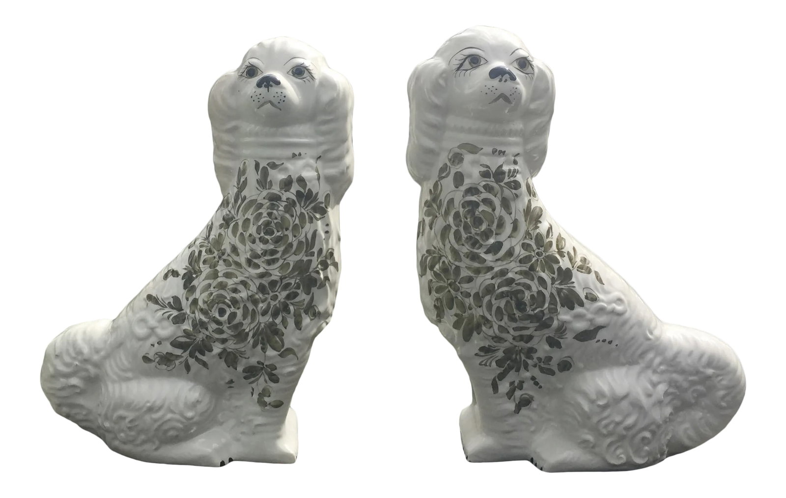Italian Jay Wilfred's Staffordshire Style Porcelain Dogs - a Pair: Lovely pair of porcelain Staffordshire style dogs. Made in Italy exclusively for Jay Willfred of New York. Condition: Alterations: Original Condition Unaltered Imperfections: Some Imperfections