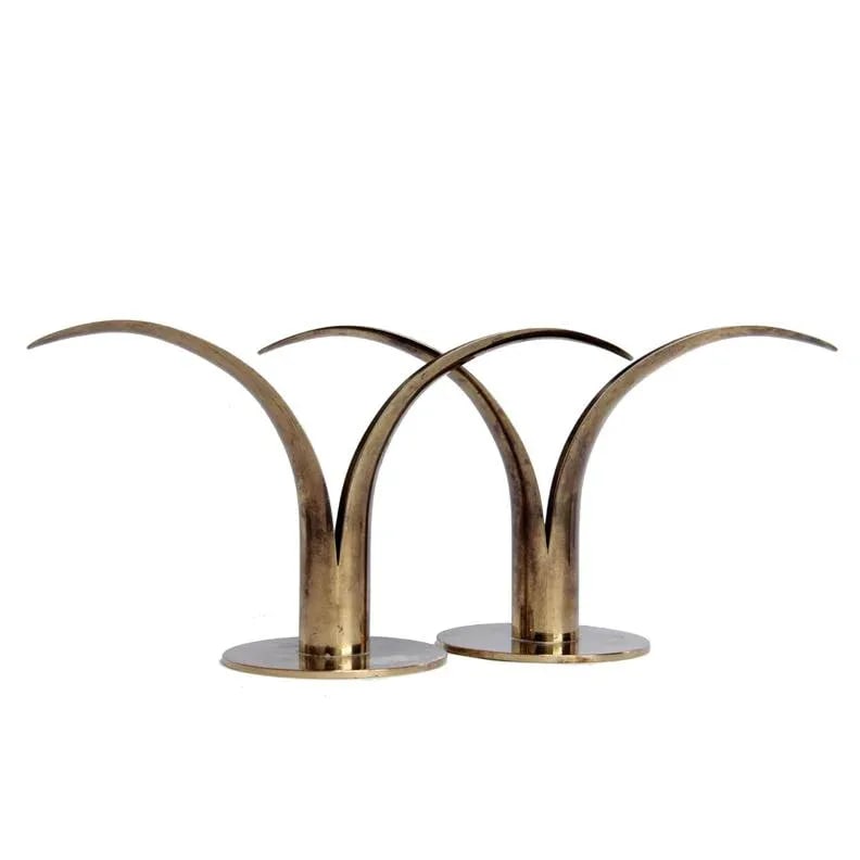 Mid Century Swedish Brass Candlesticks - a Pair - 7