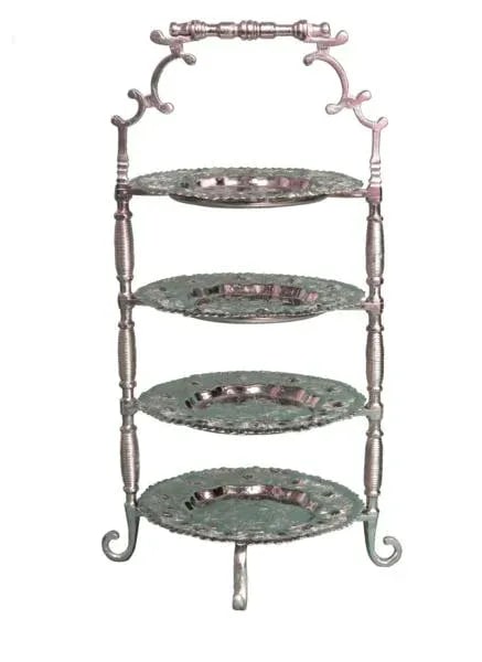 Late 20th Century Moroccan 4-Tier Silver-Tone Metal Tray - 2