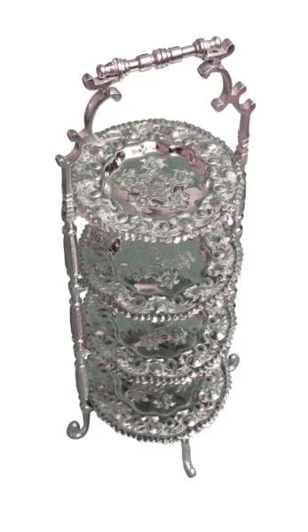 Late 20th Century Moroccan 4-Tier Silver-Tone Metal Tray - 3