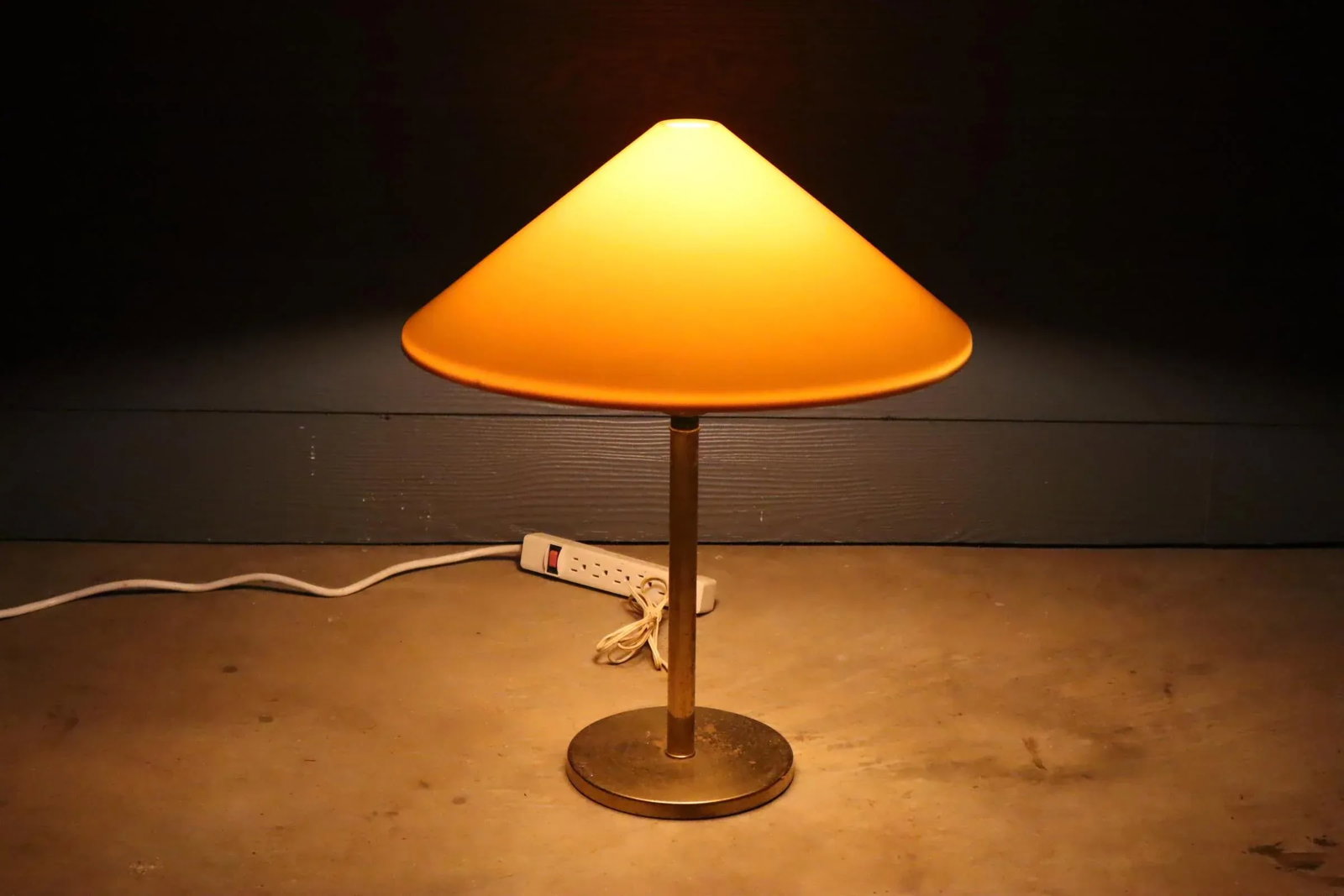 Vintage Koch & Lowy Brass Plate Acrylic Shade Table Lamp Mid Century Modern Atomic 70's 60's - 12