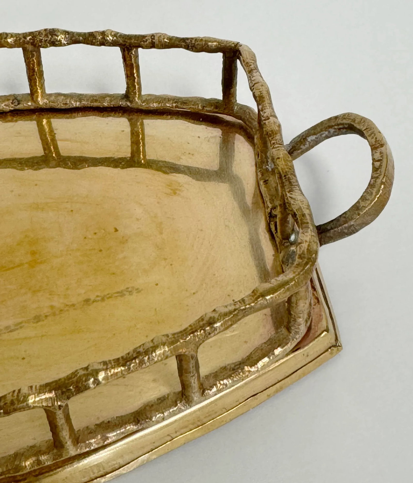 VIntage Brass Faux Bamboo Gallery Tray - 6