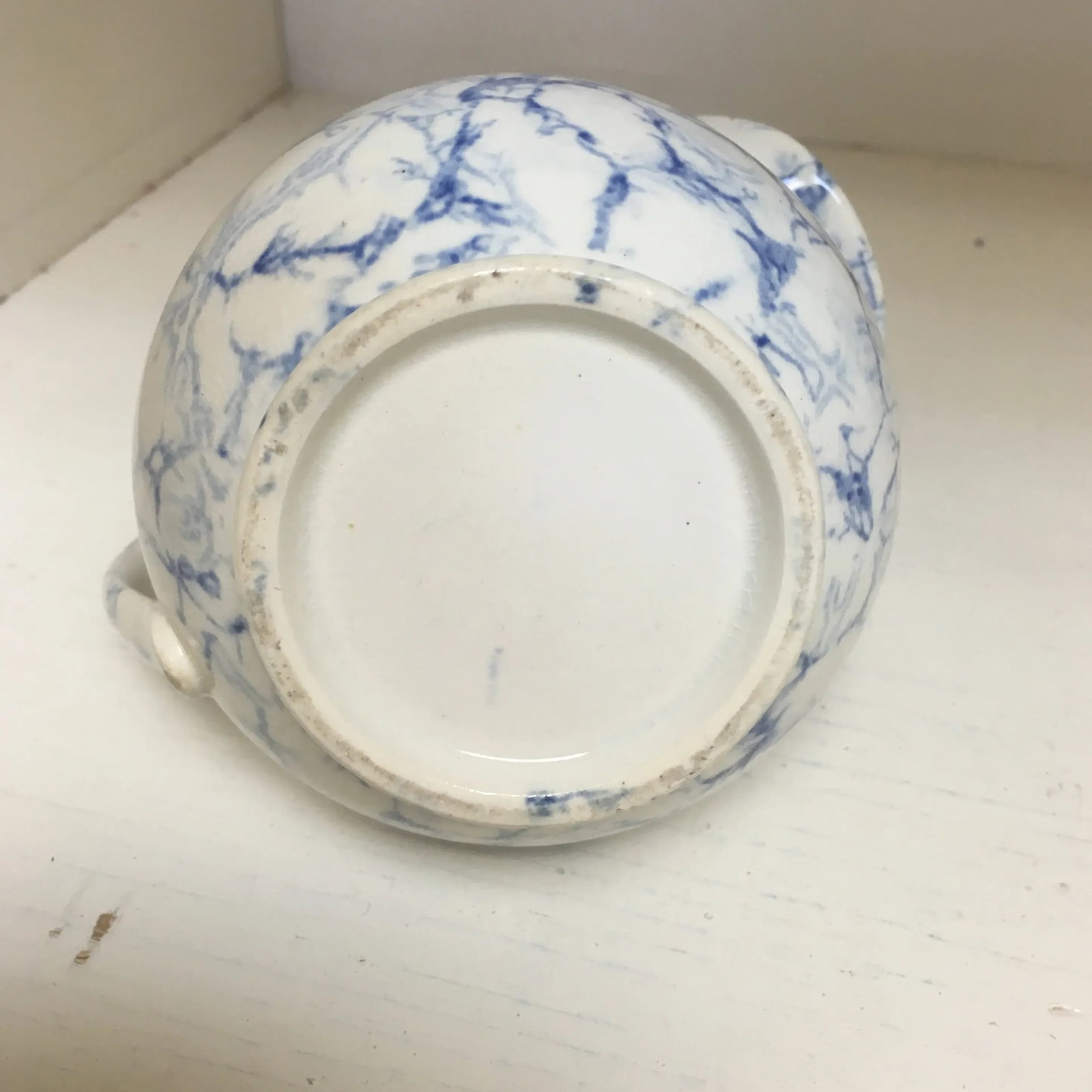 Antique Blue and White "Marble" Cream Pitcher - 3