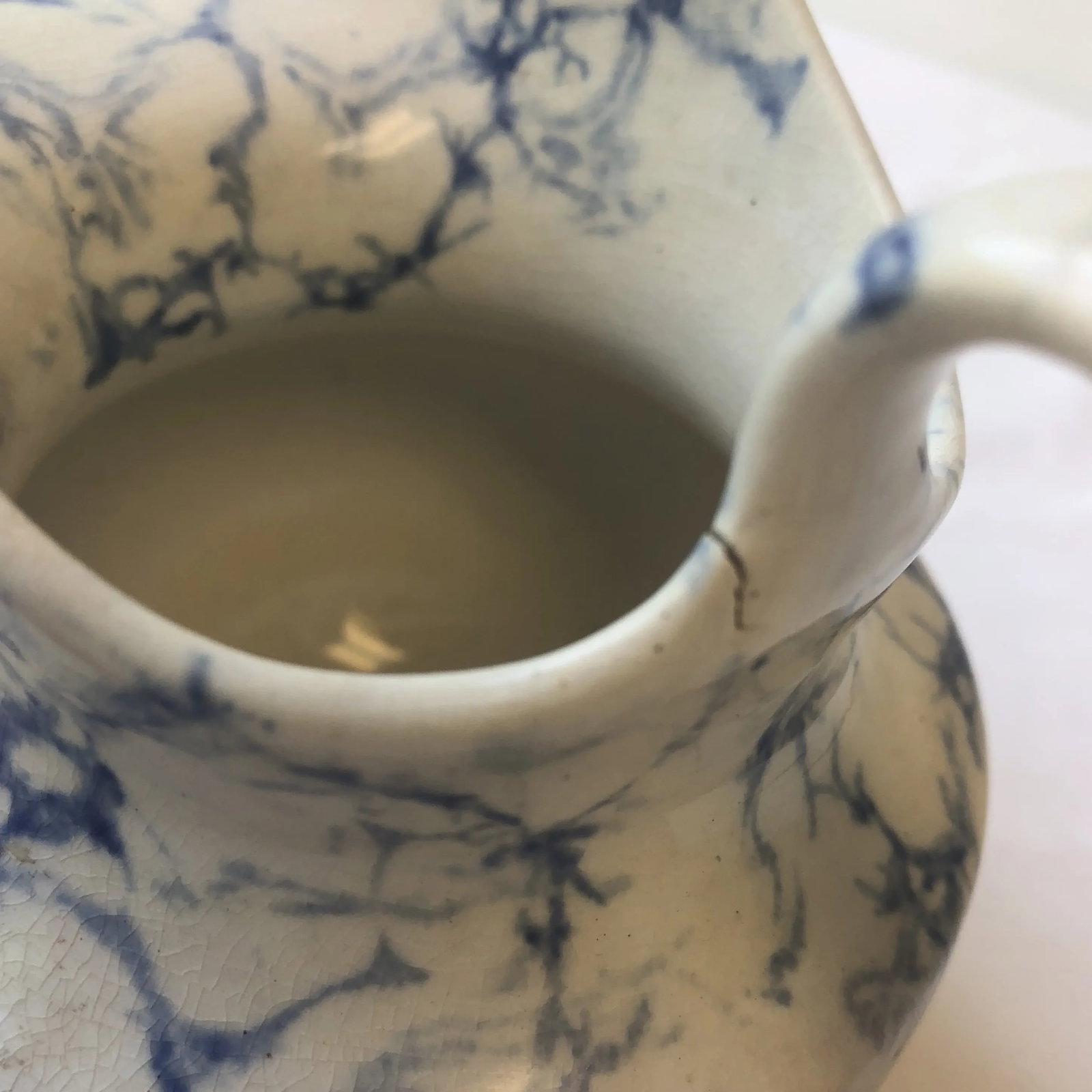 Antique Blue and White "Marble" Cream Pitcher - 4