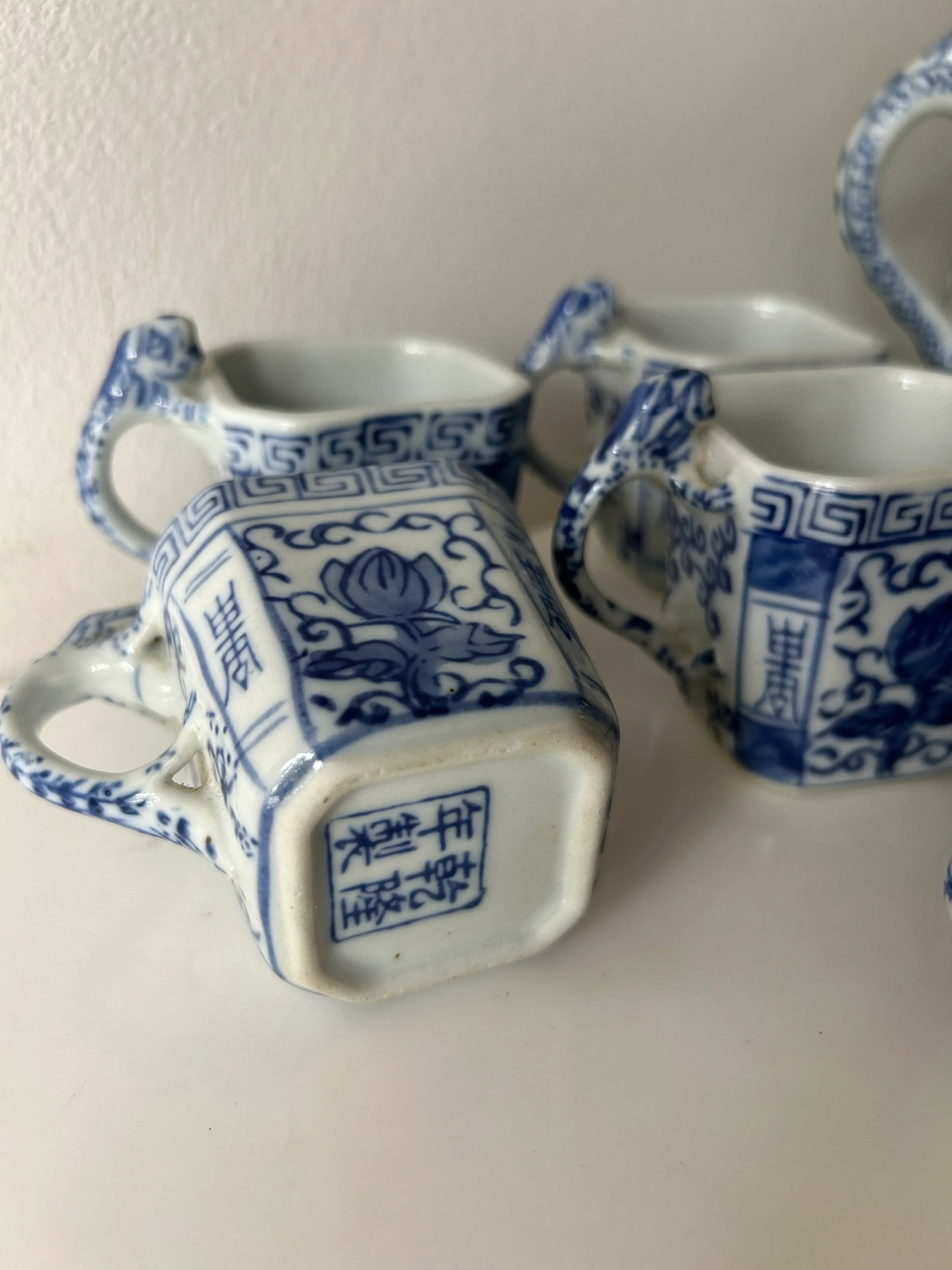 Vintage Porcelain Blue and White Chinese Dragon Tea Set- 6 Pieces - 7