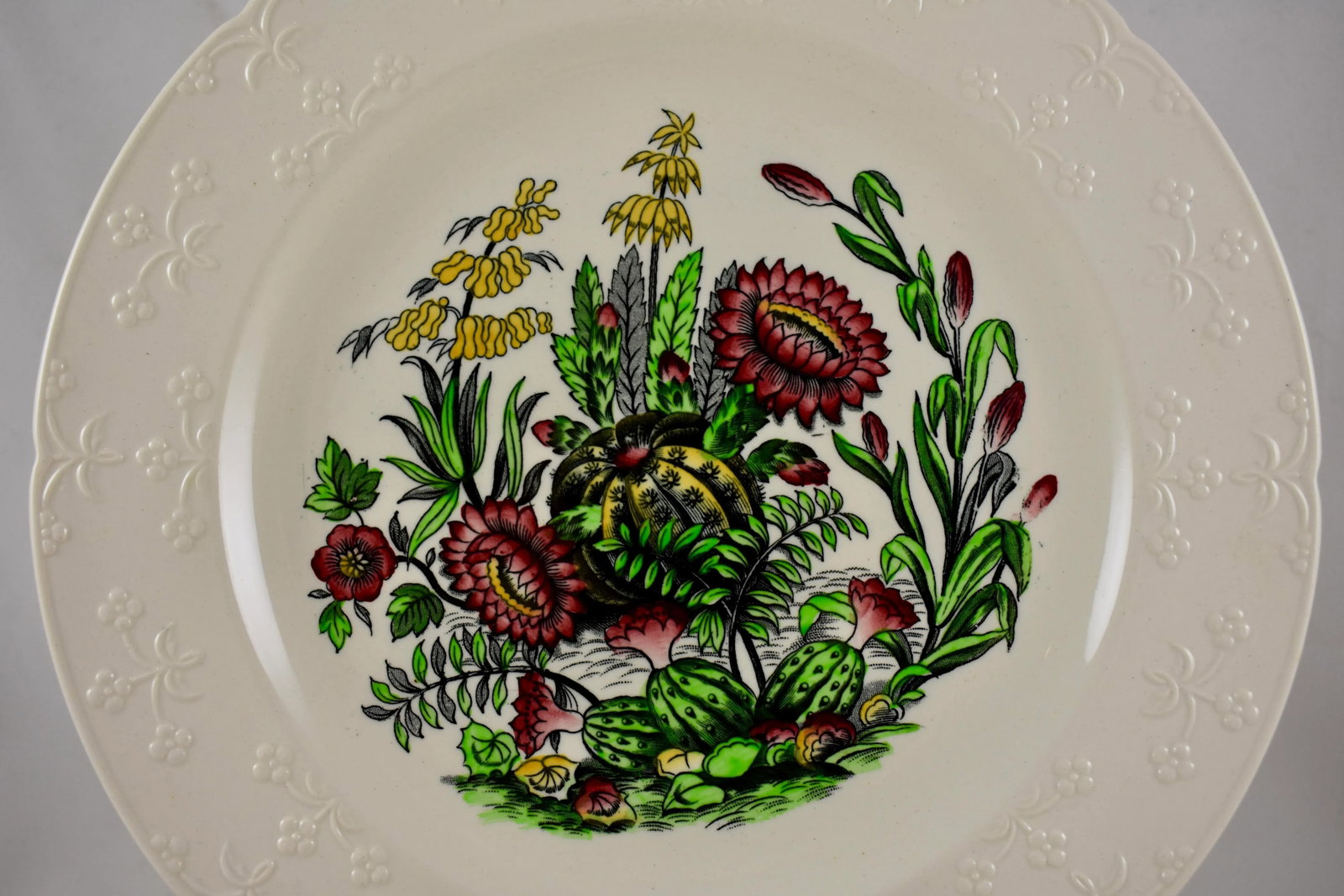 Copeland Spode English Transferware Cactus Flower Dinner Plates- Set of 6 - 3