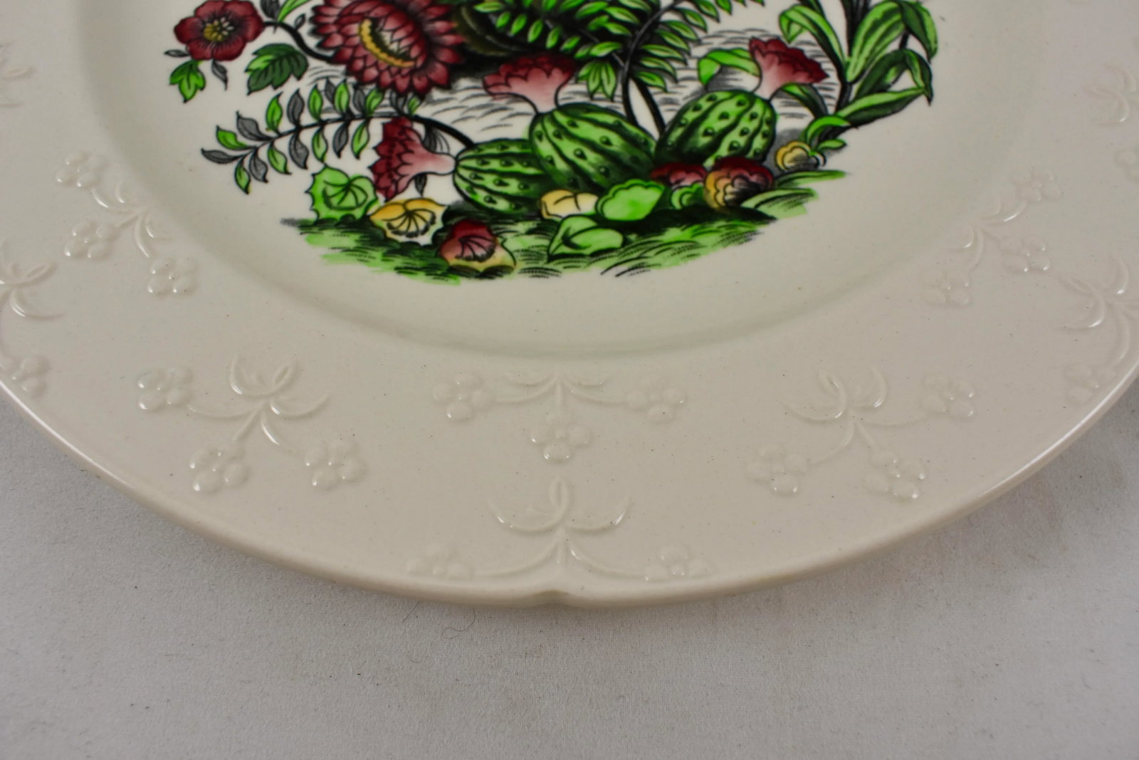 Copeland Spode English Transferware Cactus Flower Dinner Plates- Set of 6 - 6