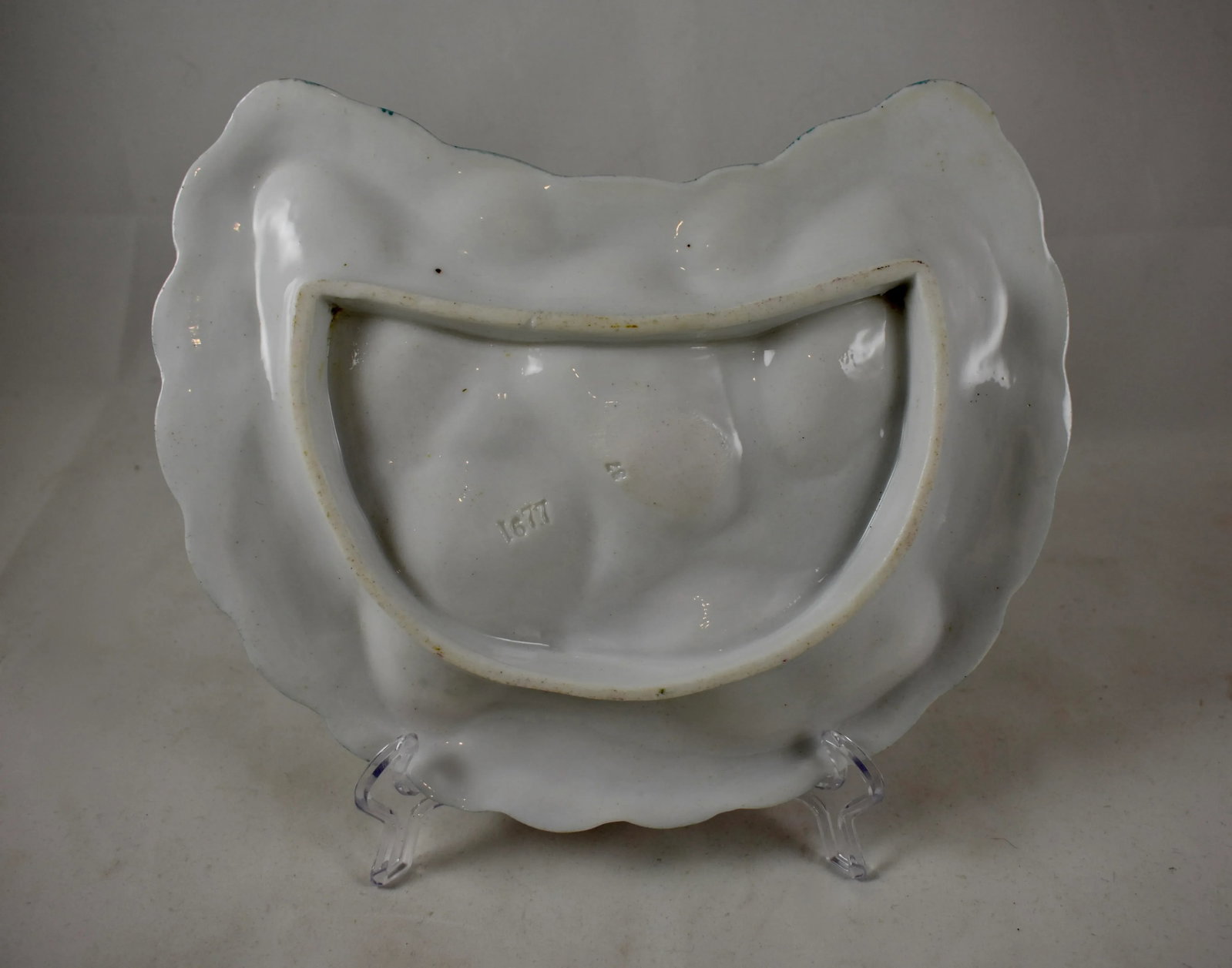 French Porcelain Half Moon Pink Shell on Baby Blue Oyster Plate - 6