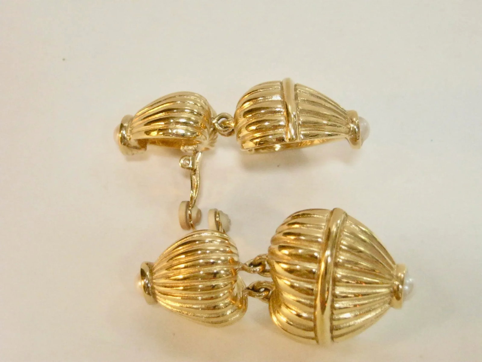 Givenchy Carved Gold Glass Pearl Dangle Earrings - 2 Pieces - 3