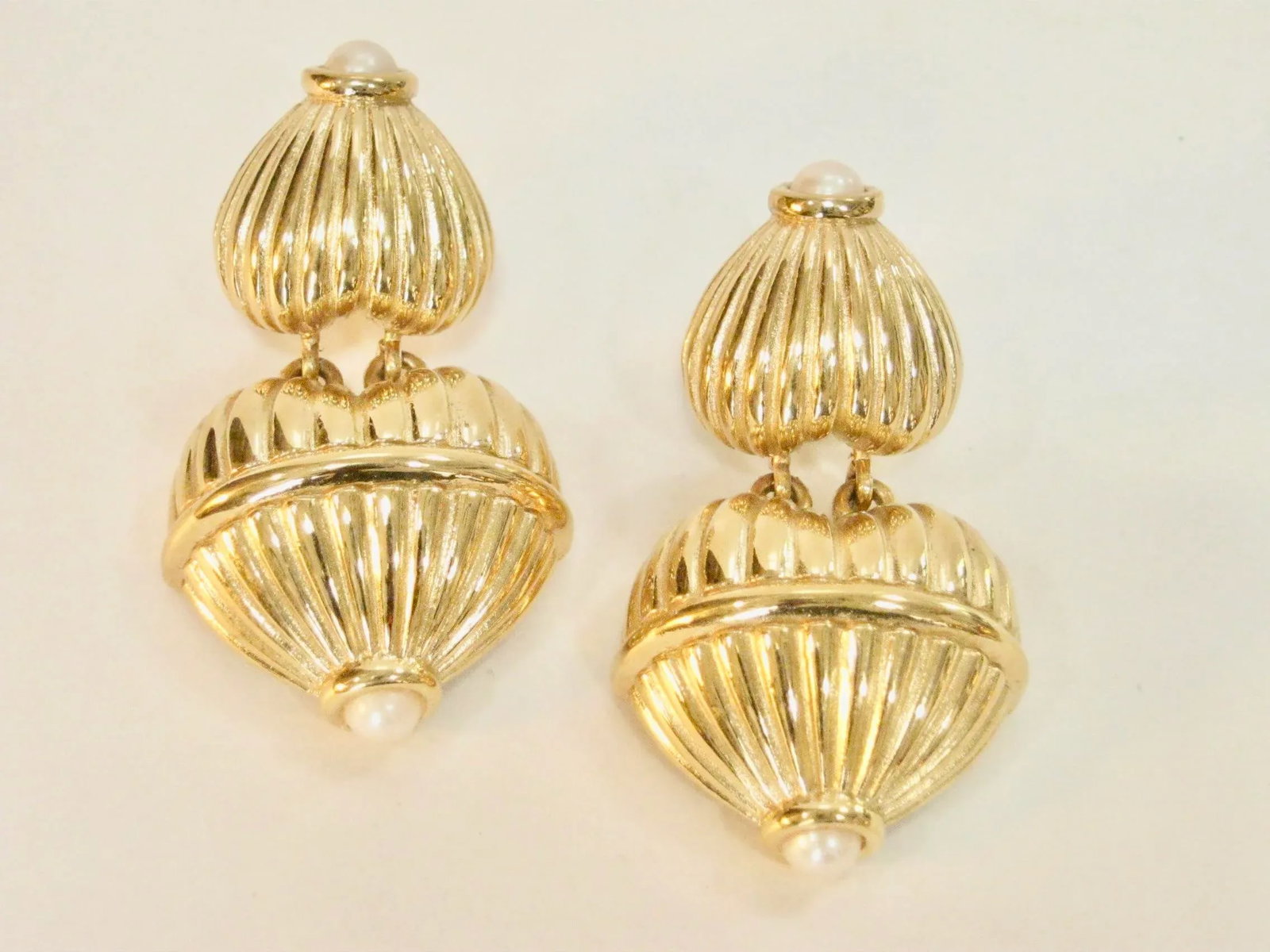 Givenchy Carved Gold Glass Pearl Dangle Earrings - 2 Pieces - 6