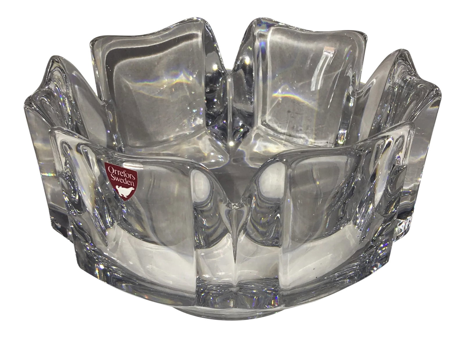 Orrefors Decorative Crystal Bowl: A wonderful smaller Orrefors Crystal Bowl. A very elegant decor accessory. Condition: Alterations: Original Condition Unaltered Imperfections: Some Imperfections Condition Notes: Good overall Origin:
