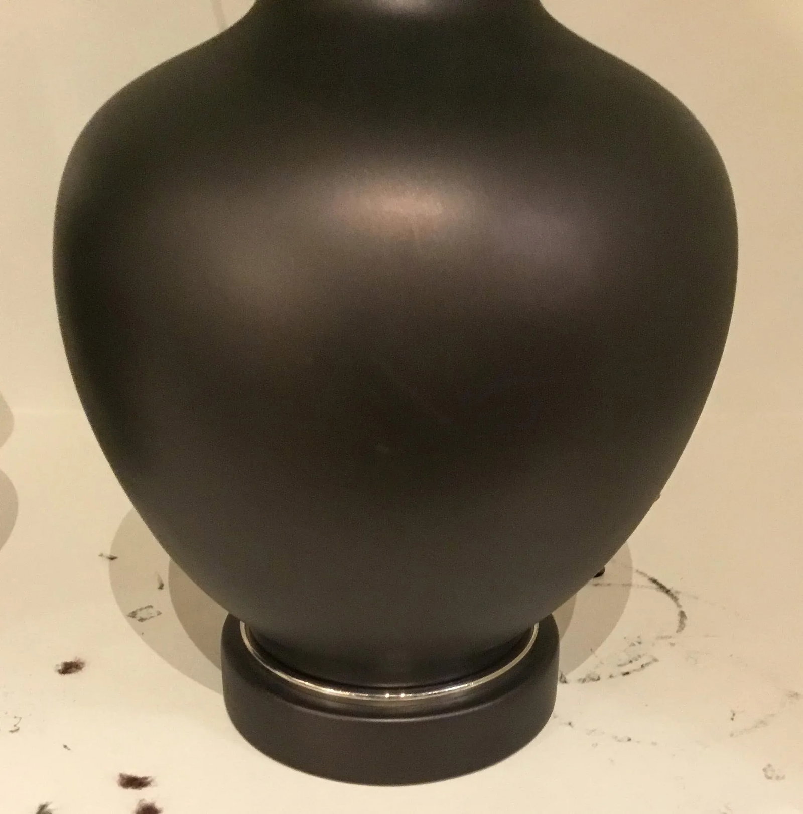 Modern Dark Metal Glaze Pair of Gourd Table Lamps - 2